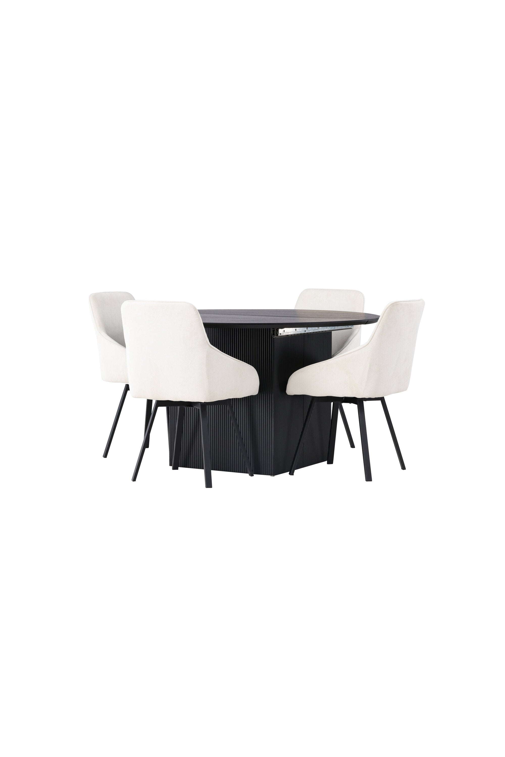Matilda Esszimmerset + Rosie ⌀130cm/4St. in Beige, Schwarz präsentiert im Onlineshop von KAQTU Design AG. Esszimmerset ist von Venture Home