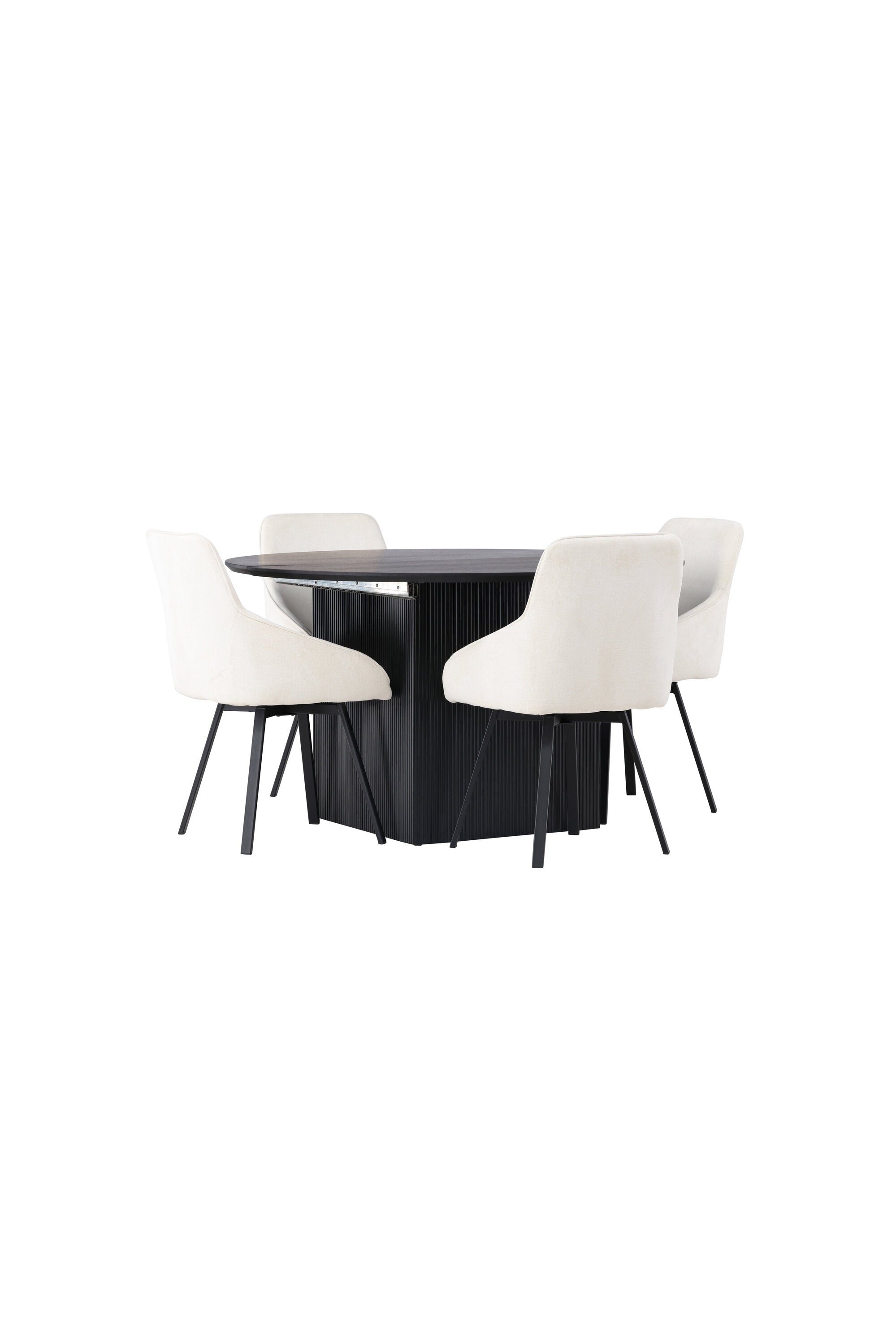 Matilda Esszimmerset + Rosie ⌀130cm/4St. in Beige, Schwarz präsentiert im Onlineshop von KAQTU Design AG. Esszimmerset ist von Venture Home