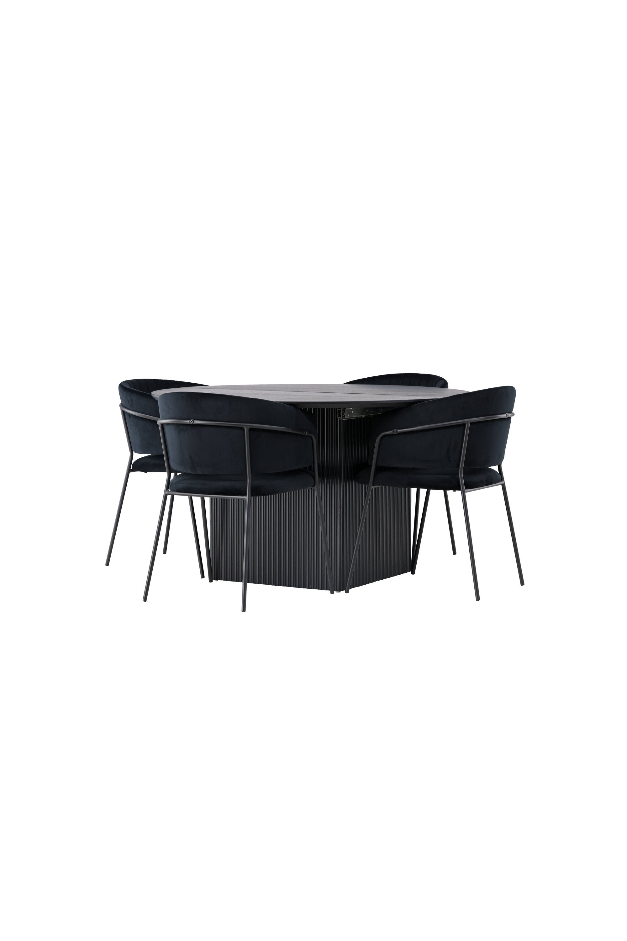 Matilda Esszimmerset + Selma ⌀130cm/4St. in Schwarz präsentiert im Onlineshop von KAQTU Design AG. Esszimmerset ist von Venture Home