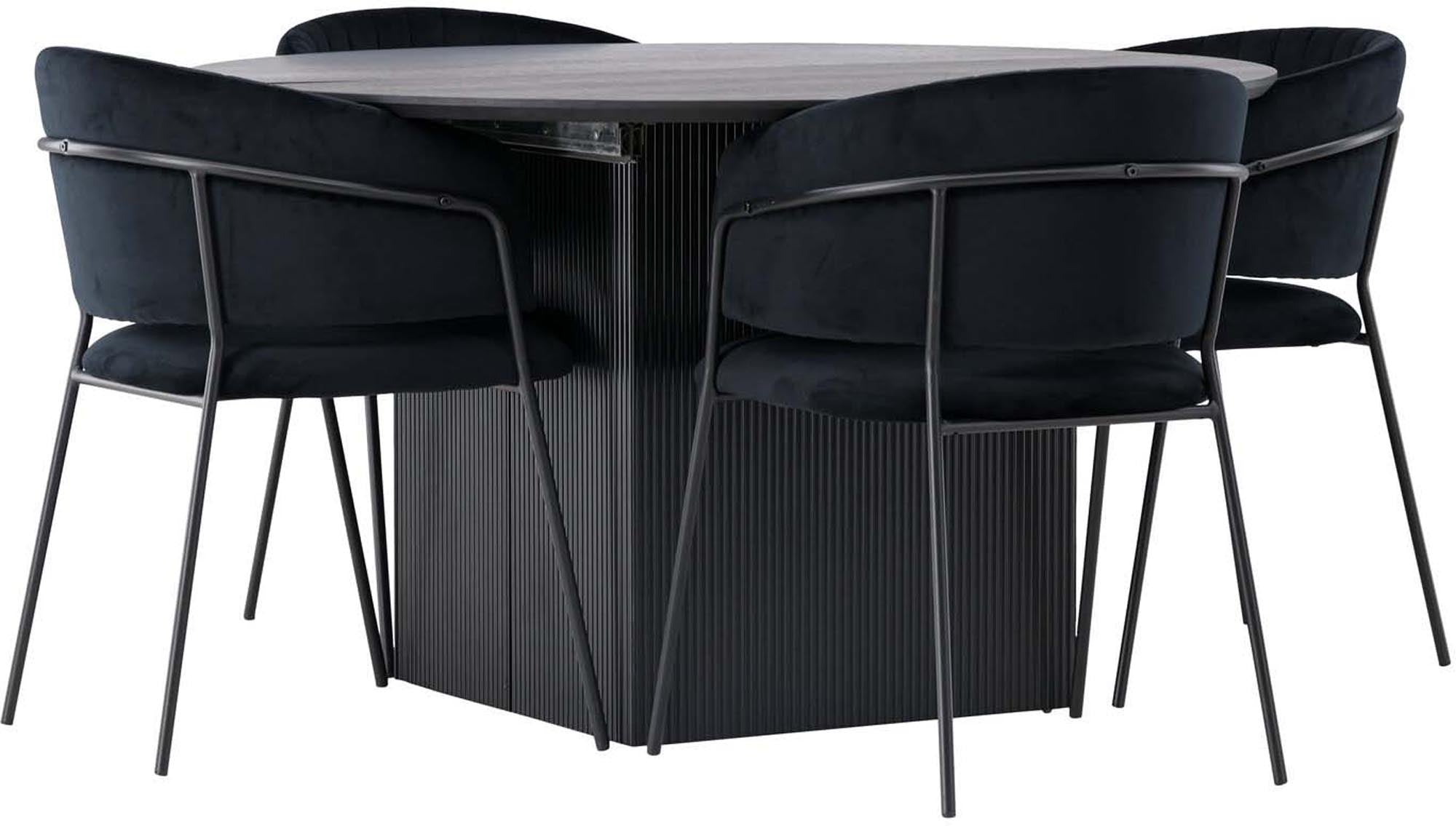 Venture Home: Matilda Esszimmerset mit rundem Selma Tisch, 4 Stühle.