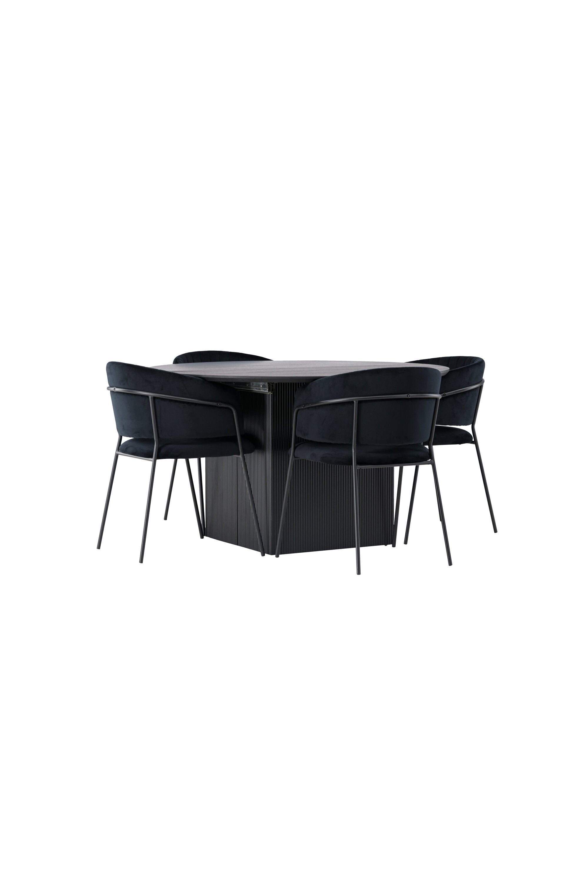 Matilda Esszimmerset + Selma ⌀130cm/4St. in Schwarz präsentiert im Onlineshop von KAQTU Design AG. Esszimmerset ist von Venture Home