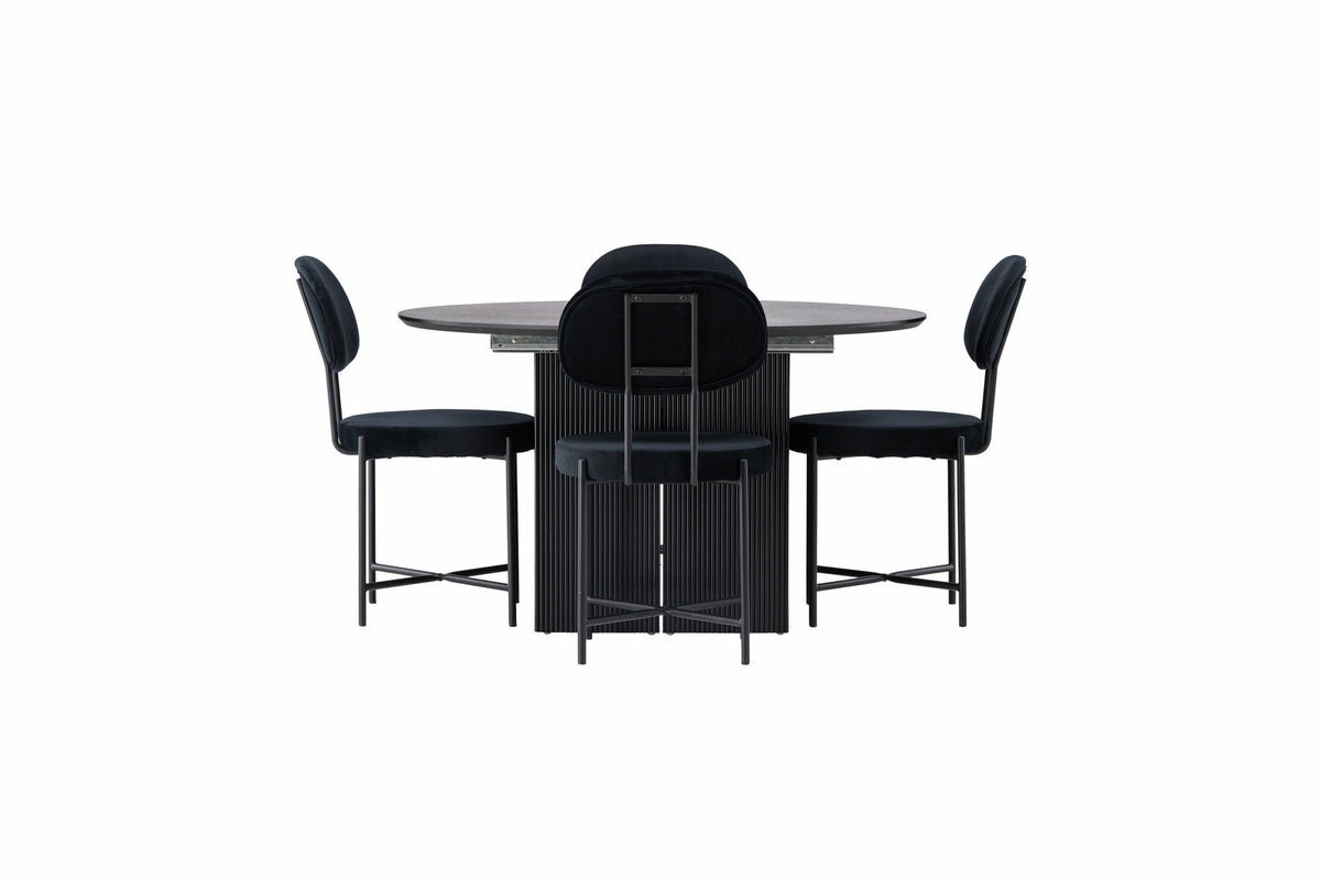 Matilda Esszimmerset + Stella ⌀130cm/4St. in Schwarz präsentiert im Onlineshop von KAQTU Design AG. Esszimmerset ist von Venture Home