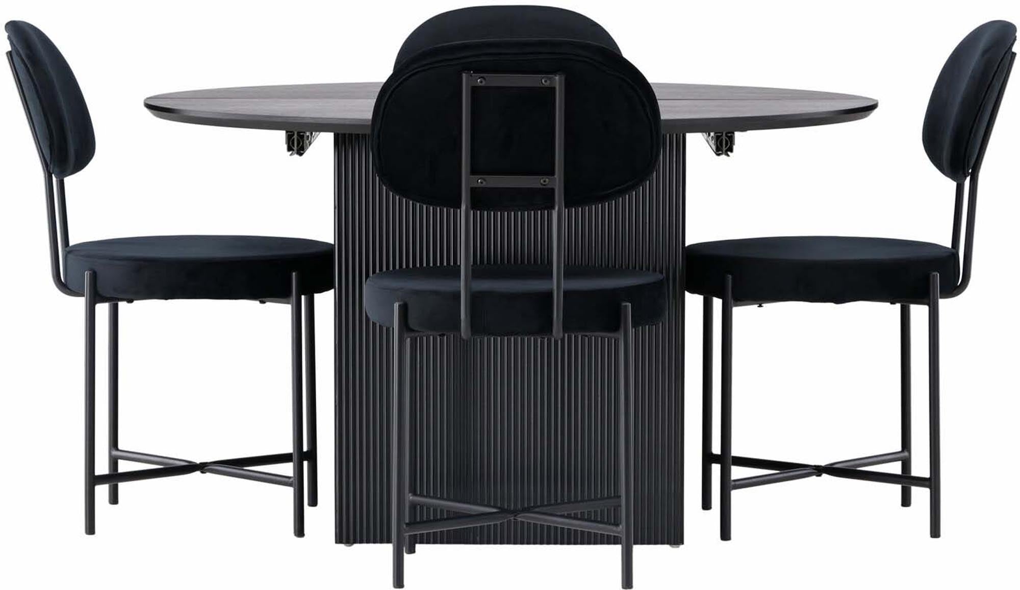 Elegantes Matilda Esszimmerset mit ausziehbarem Tisch und bequemen Stella Stühlen, ideal für stilvolle Essbereiche.