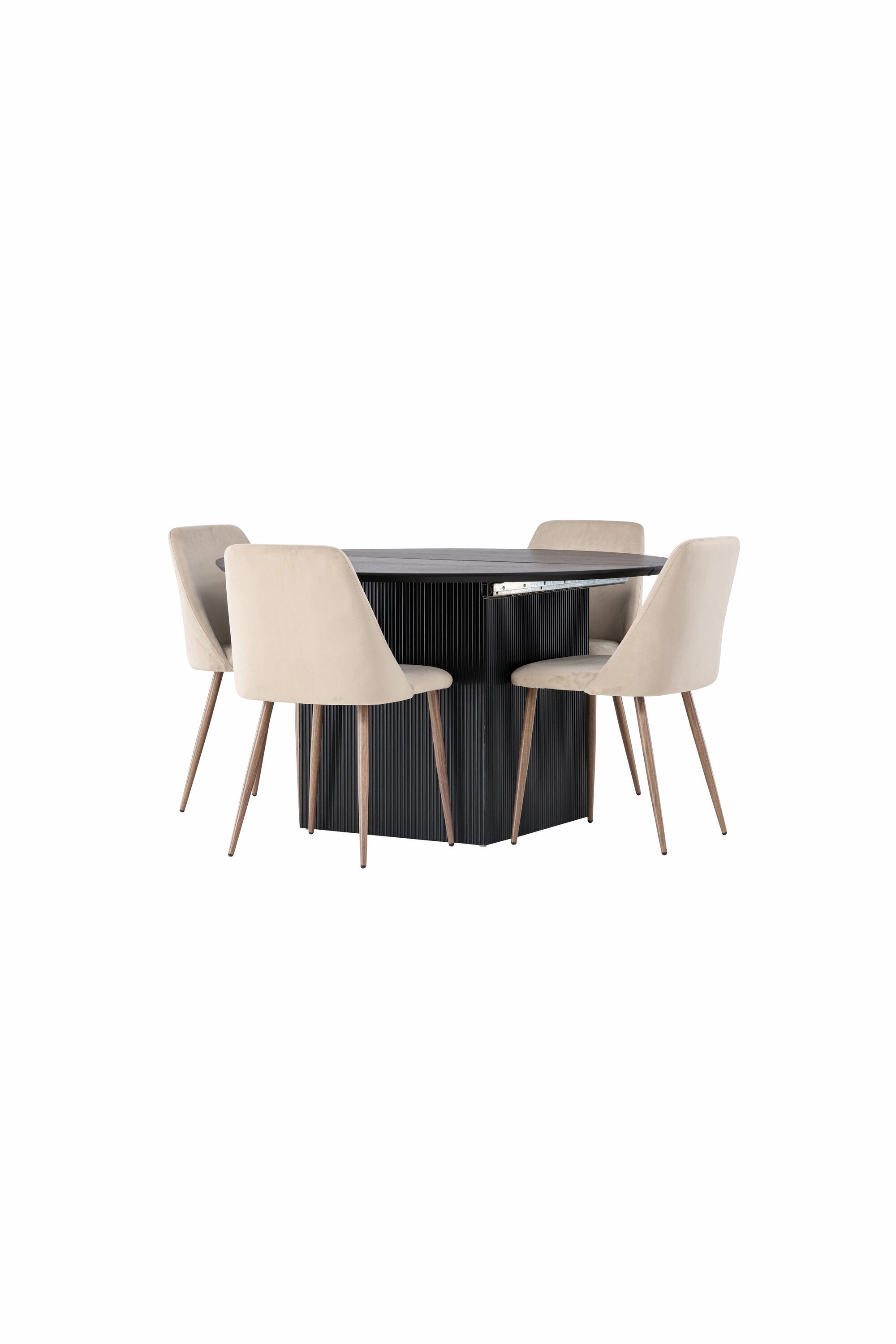 Matilda Esszimmerset + Night ⌀130cm/4St. in Braun, Walnuss präsentiert im Onlineshop von KAQTU Design AG. Esszimmerset ist von Venture Home
