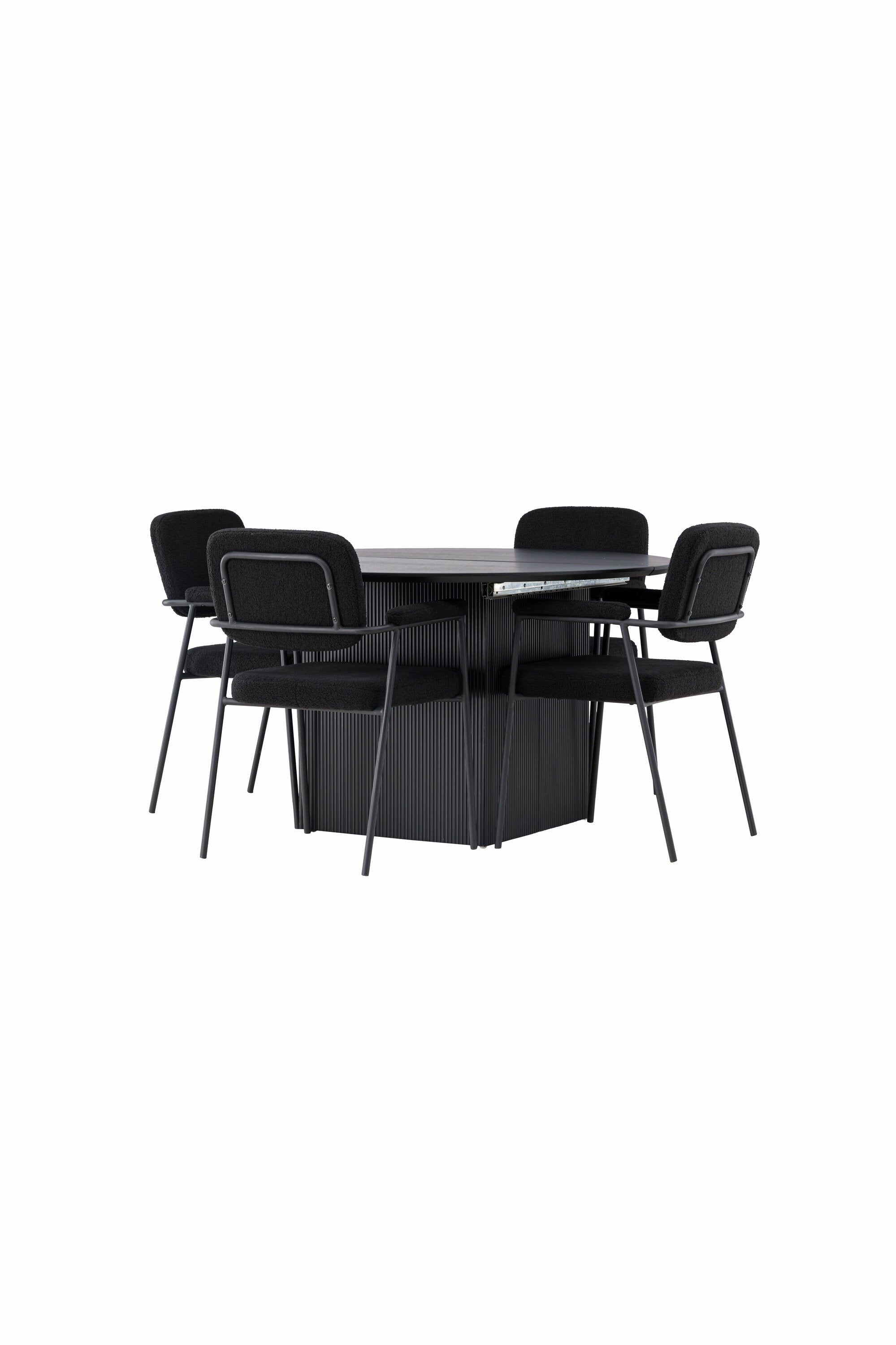 Matilda Esszimmerset + Yesterday ⌀130cm/4St. in Schwarz präsentiert im Onlineshop von KAQTU Design AG. Esszimmerset ist von Venture Home