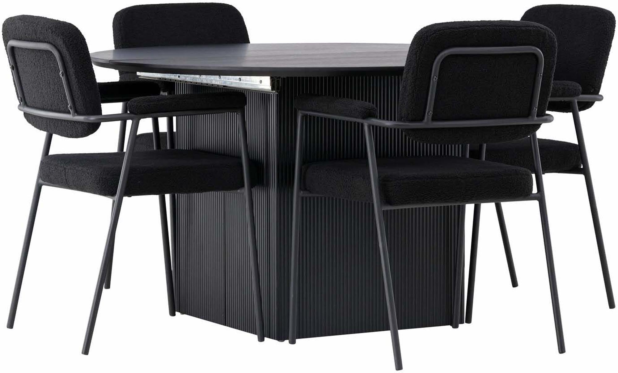 Stilvolles Matilda Esszimmerset: runder Tisch & 4 Stühle von Venture Home.