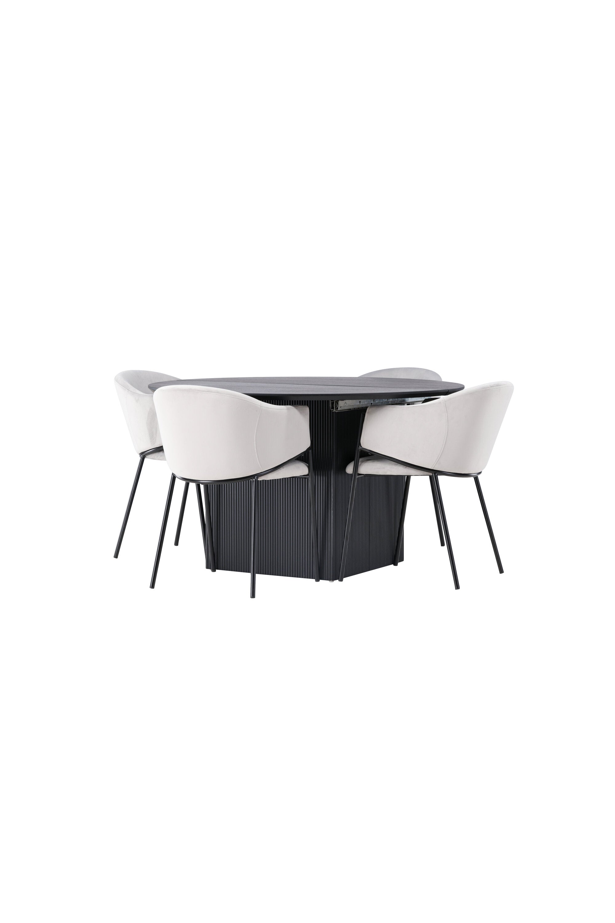 Matilda Esszimmerset + Evelina ⌀130cm/4St. in Schwarzgrau präsentiert im Onlineshop von KAQTU Design AG. Esszimmerset ist von Venture Home