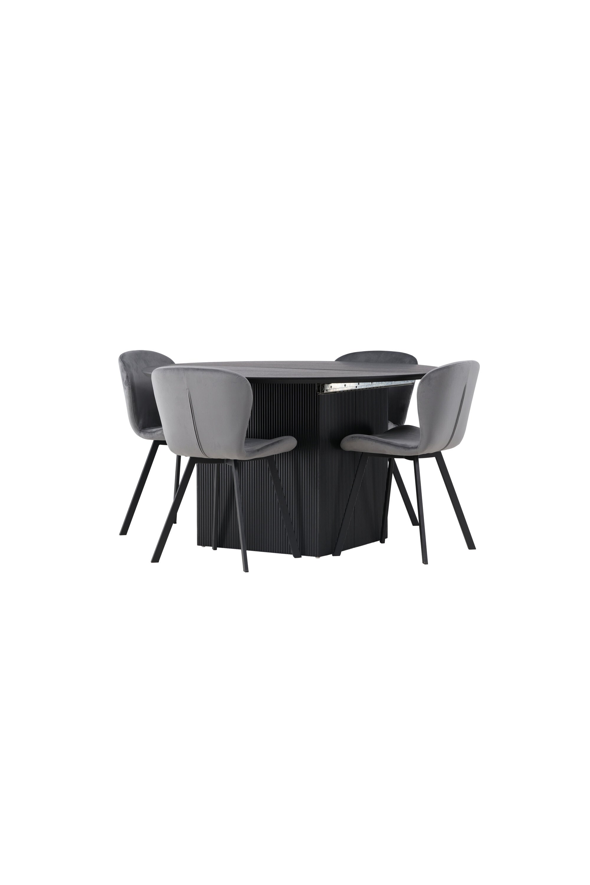 Matilda Esszimmerset + Lilja ⌀130cm/4St. in Schwarzgrau präsentiert im Onlineshop von KAQTU Design AG. Esszimmerset ist von Venture Home