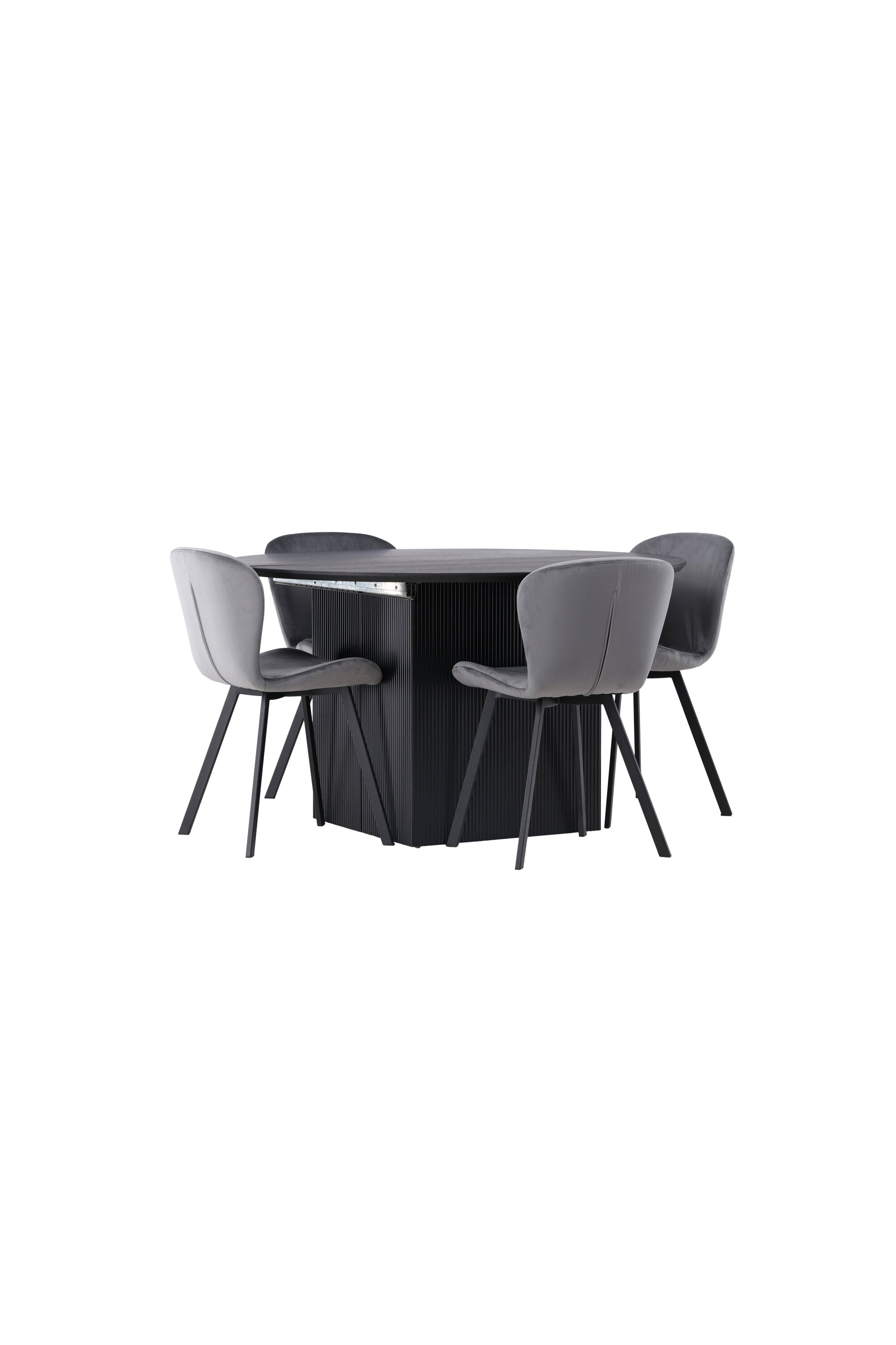Matilda Esszimmerset + Lilja ⌀130cm/4St. in Schwarzgrau präsentiert im Onlineshop von KAQTU Design AG. Esszimmerset ist von Venture Home