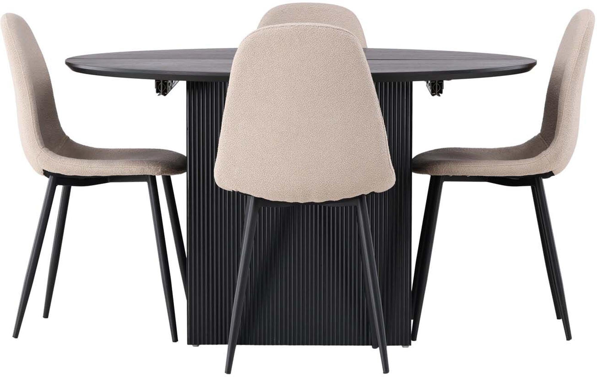 Modernes Matilda Esszimmerset mit rundem Tisch und 4 Stühlen.