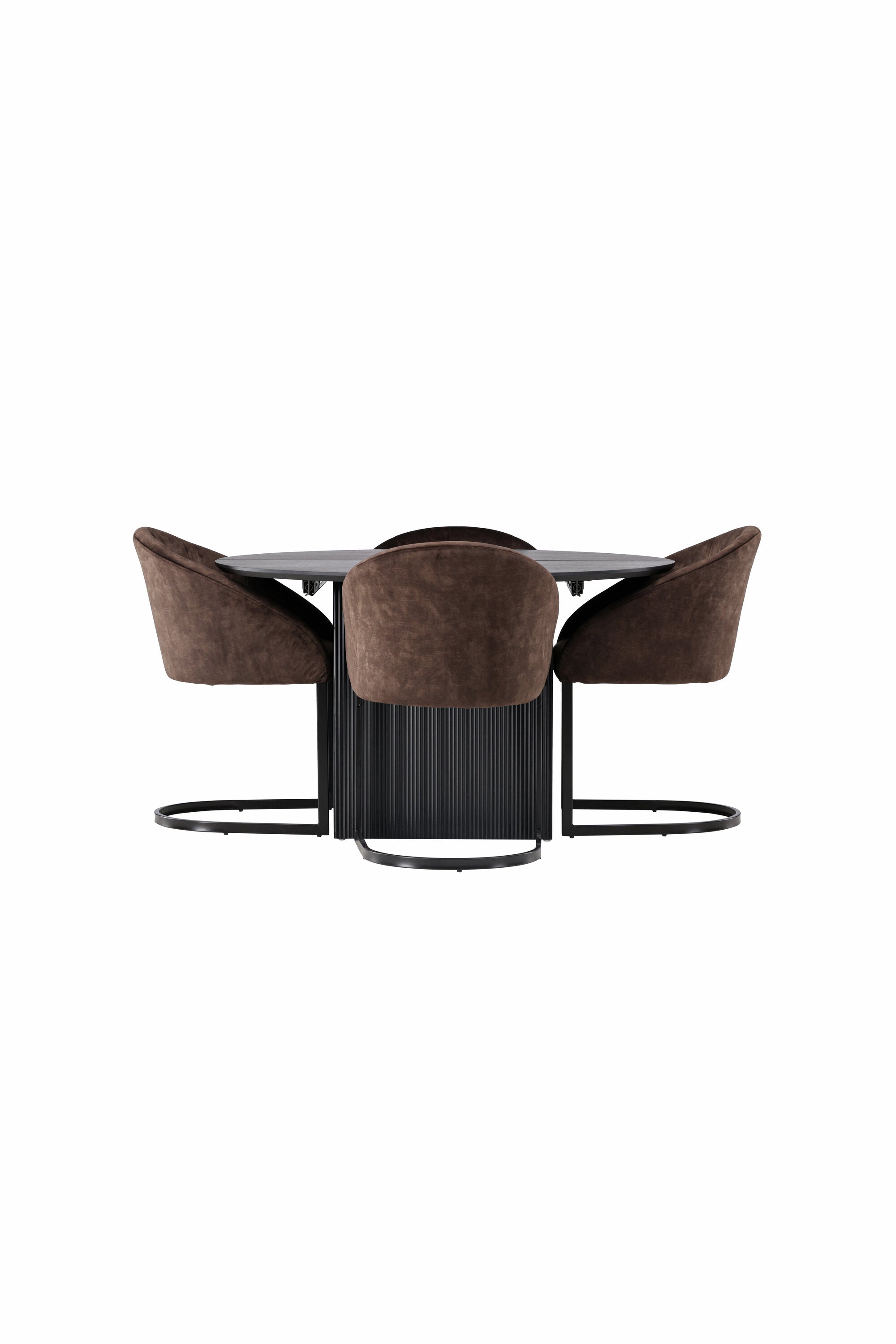 Matilda Esszimmerset + Evening ⌀130cm/4St. in Schwarz Braun präsentiert im Onlineshop von KAQTU Design AG. Esszimmerset ist von Venture Home