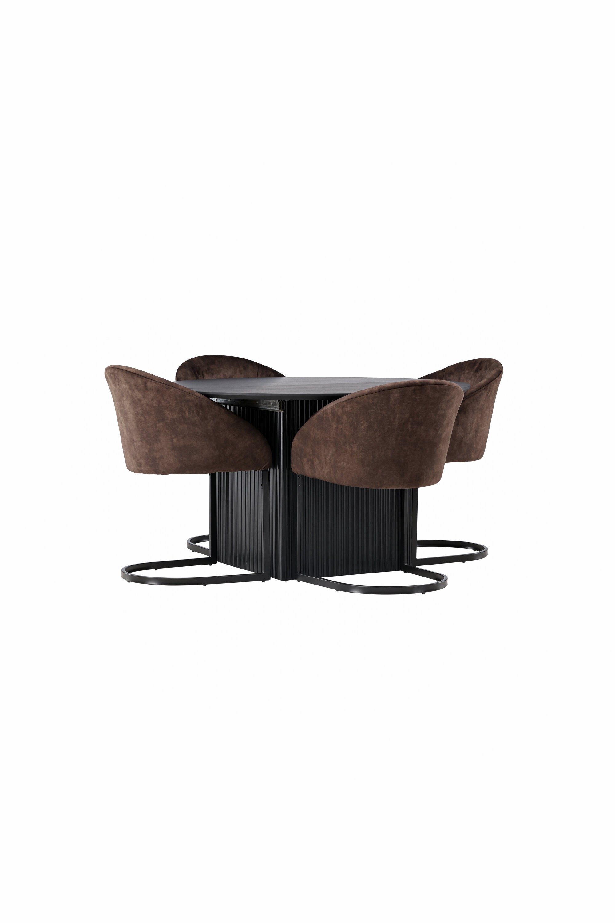 Matilda Esszimmerset + Evening ⌀130cm/4St. in Schwarz Braun präsentiert im Onlineshop von KAQTU Design AG. Esszimmerset ist von Venture Home