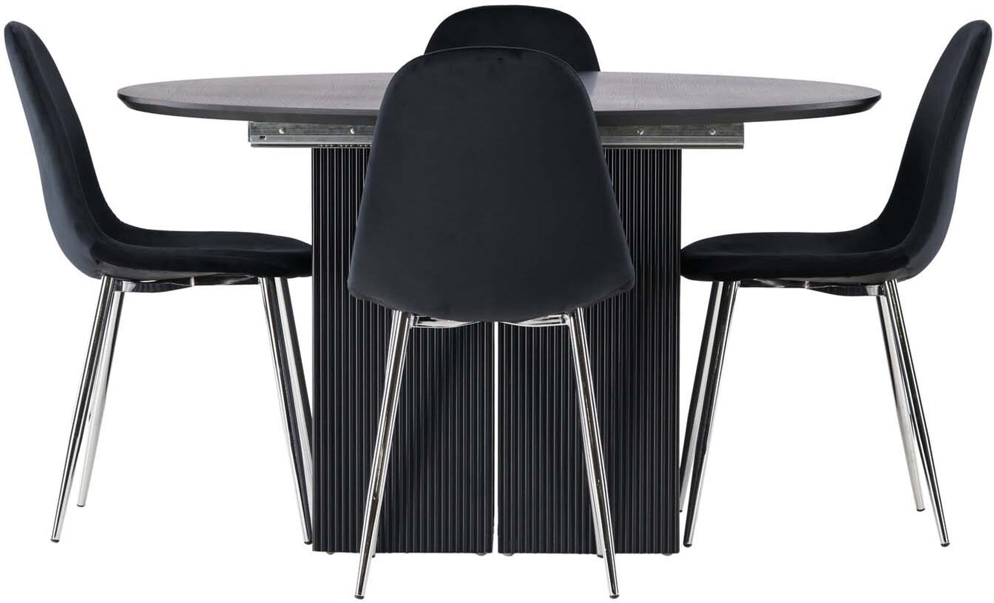 Elegantes Matilda Esszimmerset: Polar Tisch 130cm mit 4 Stühlen.