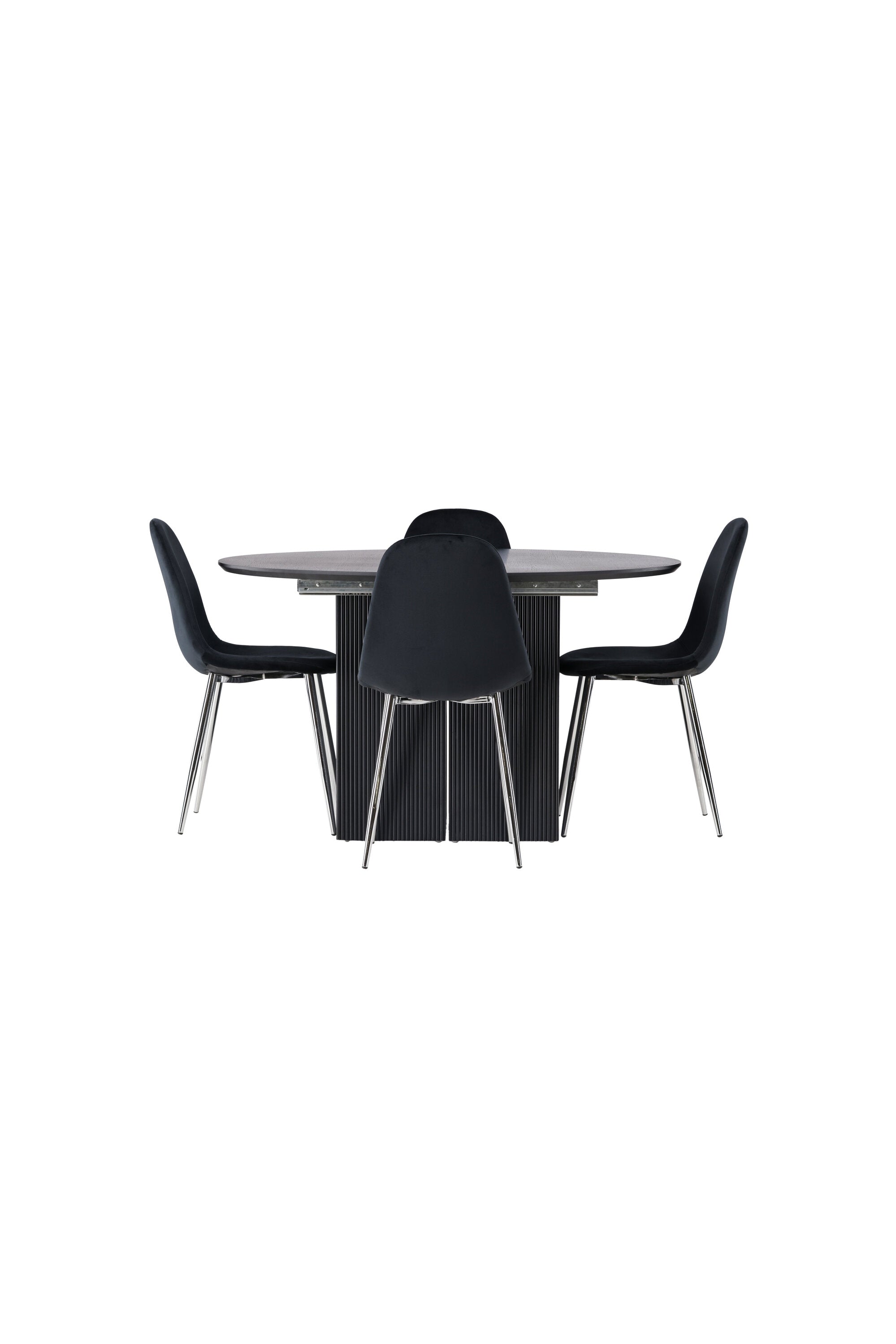 Matilda Esszimmerset + Polar ⌀130cm/4St. in Schwarzes Silber präsentiert im Onlineshop von KAQTU Design AG. Esszimmerset ist von Venture Home