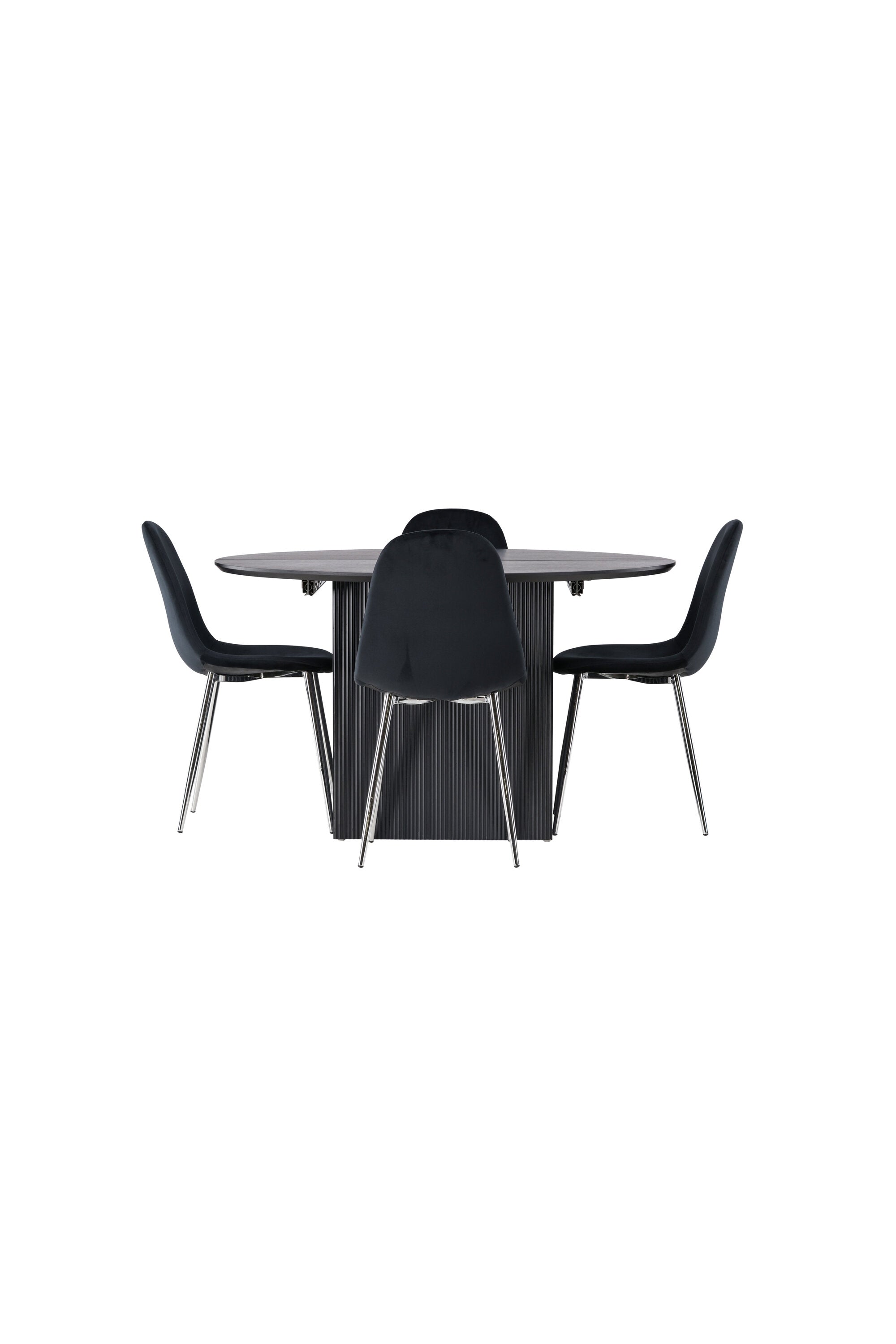 Matilda Esszimmerset + Polar ⌀130cm/4St. in Schwarzes Silber präsentiert im Onlineshop von KAQTU Design AG. Esszimmerset ist von Venture Home