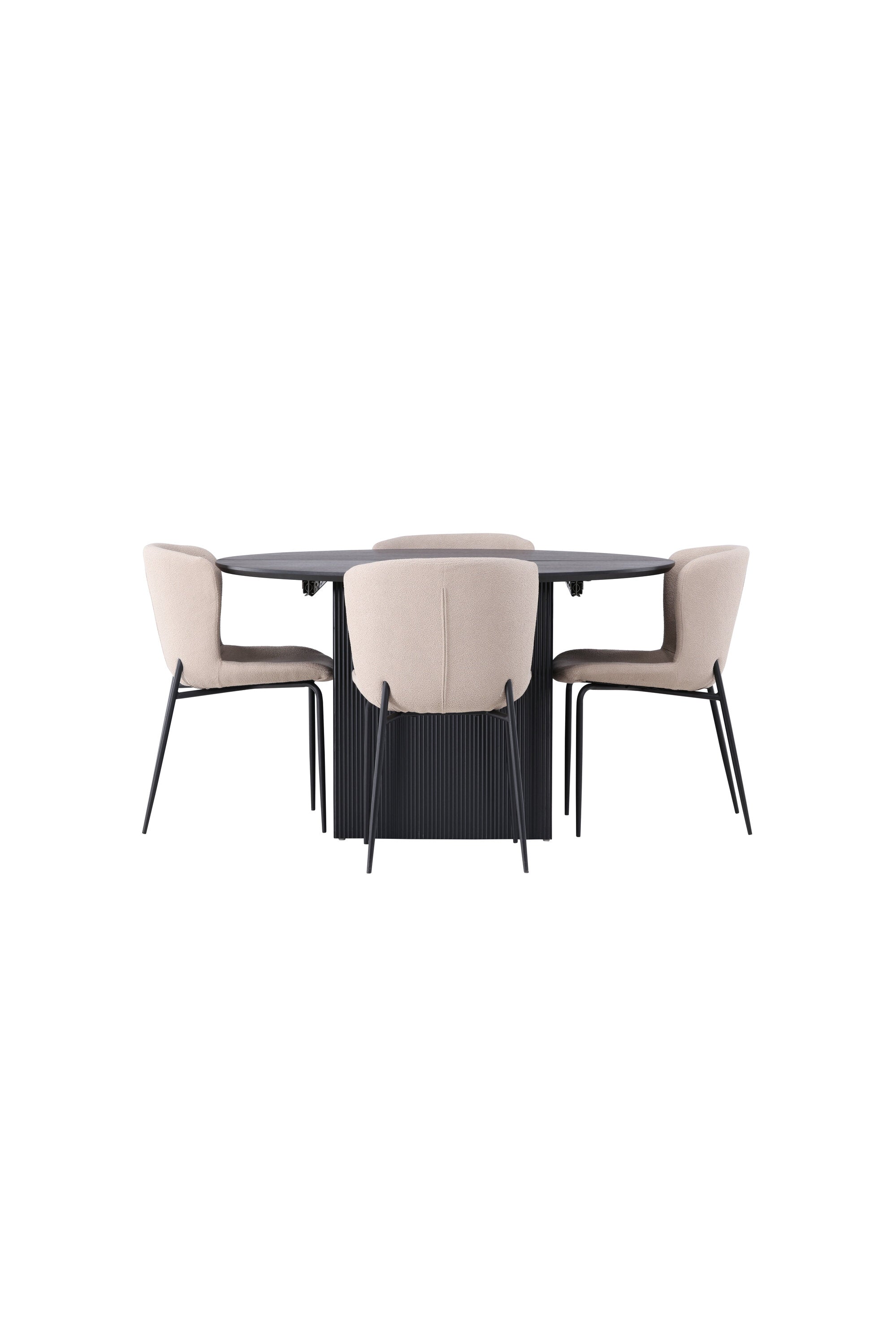 Matilda Esszimmerset + Modesto ⌀130cm/4St. in Beige, Schwarz präsentiert im Onlineshop von KAQTU Design AG. Esszimmerset ist von Venture Home