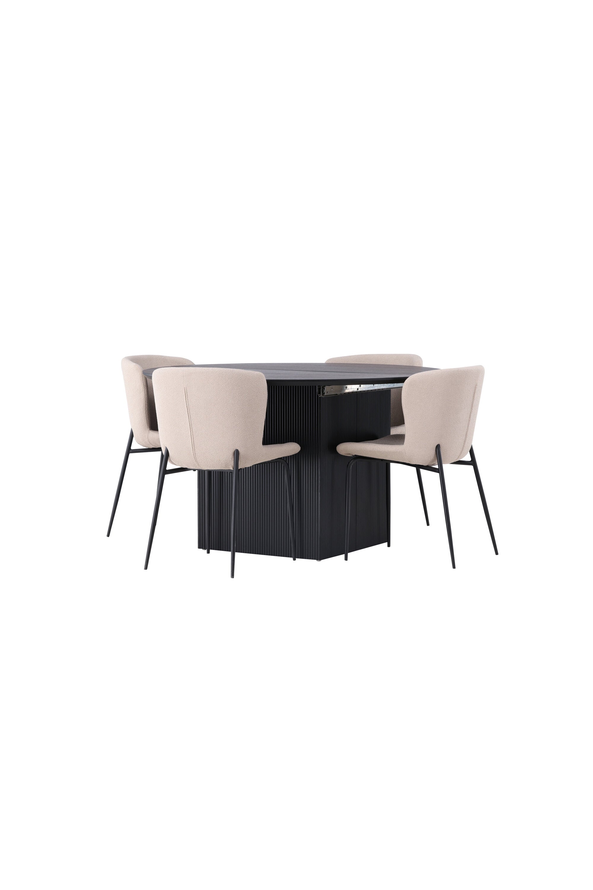 Matilda Esszimmerset + Modesto ⌀130cm/4St. in Beige, Schwarz präsentiert im Onlineshop von KAQTU Design AG. Esszimmerset ist von Venture Home