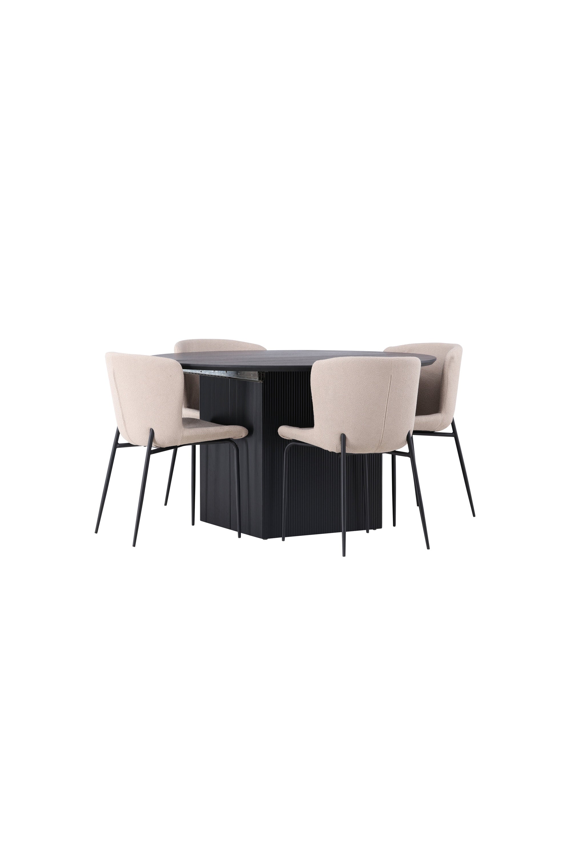 Matilda Esszimmerset + Modesto ⌀130cm/4St. in Beige, Schwarz präsentiert im Onlineshop von KAQTU Design AG. Esszimmerset ist von Venture Home