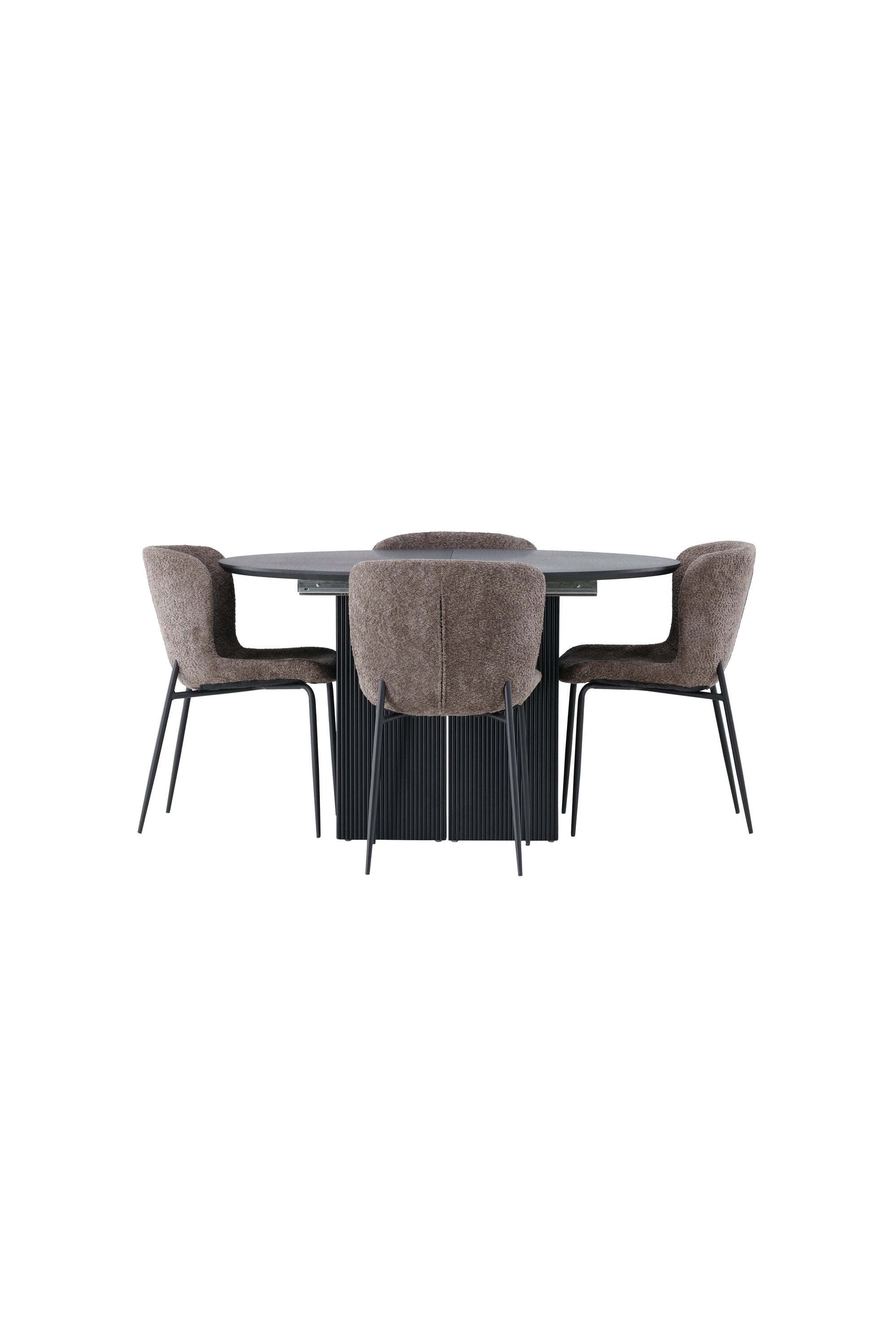 Matilda Esszimmerset + Modesto ⌀130cm/4St. in Schwarz, Dunkelgrau präsentiert im Onlineshop von KAQTU Design AG. Esszimmerset ist von Venture Home