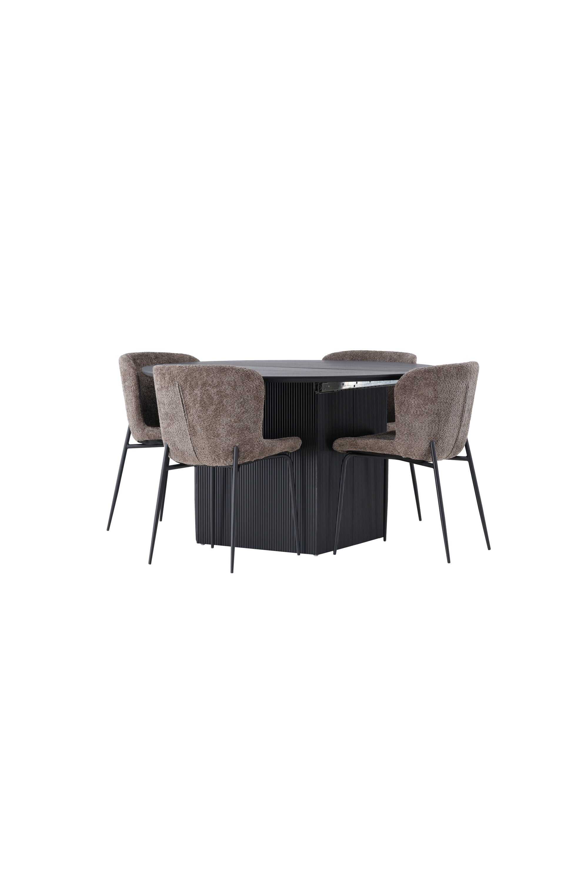 Matilda Esszimmerset + Modesto ⌀130cm/4St. in Schwarz, Dunkelgrau präsentiert im Onlineshop von KAQTU Design AG. Esszimmerset ist von Venture Home