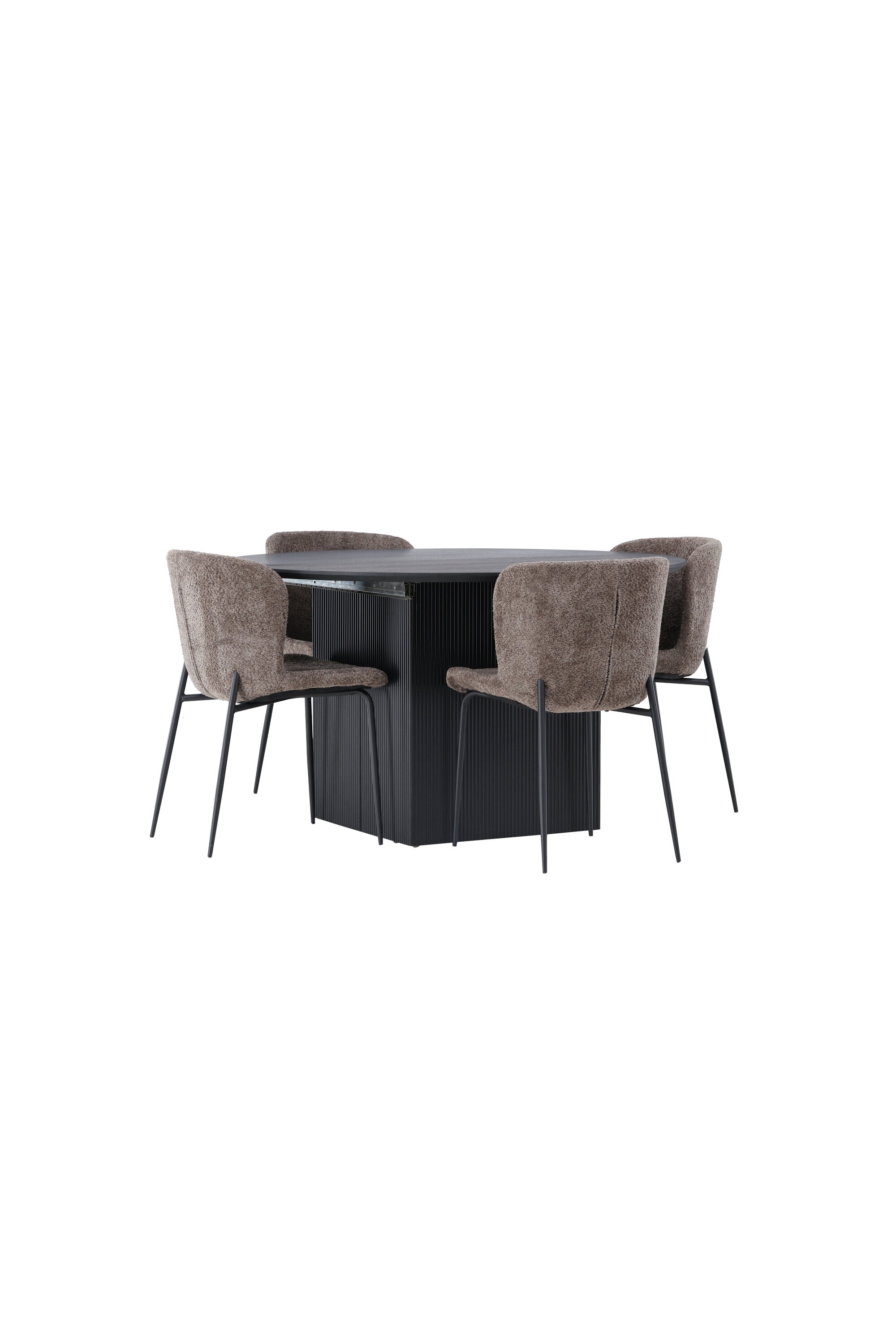 Matilda Esszimmerset + Modesto ⌀130cm/4St. in Schwarz, Dunkelgrau präsentiert im Onlineshop von KAQTU Design AG. Esszimmerset ist von Venture Home