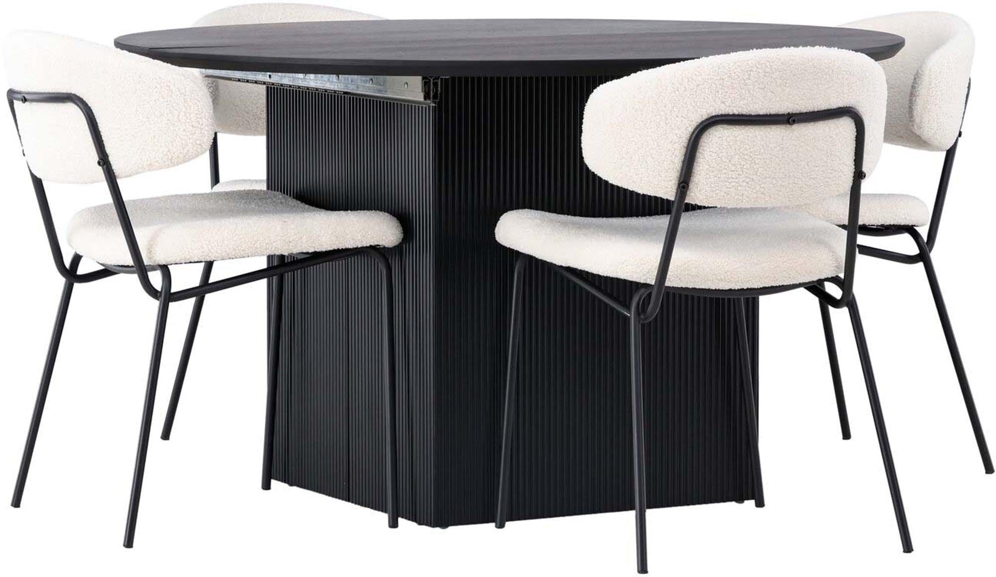 Modernes Esszimmerset Matilda + Chico, 130cm, 4 Stühle, von Venture Home.