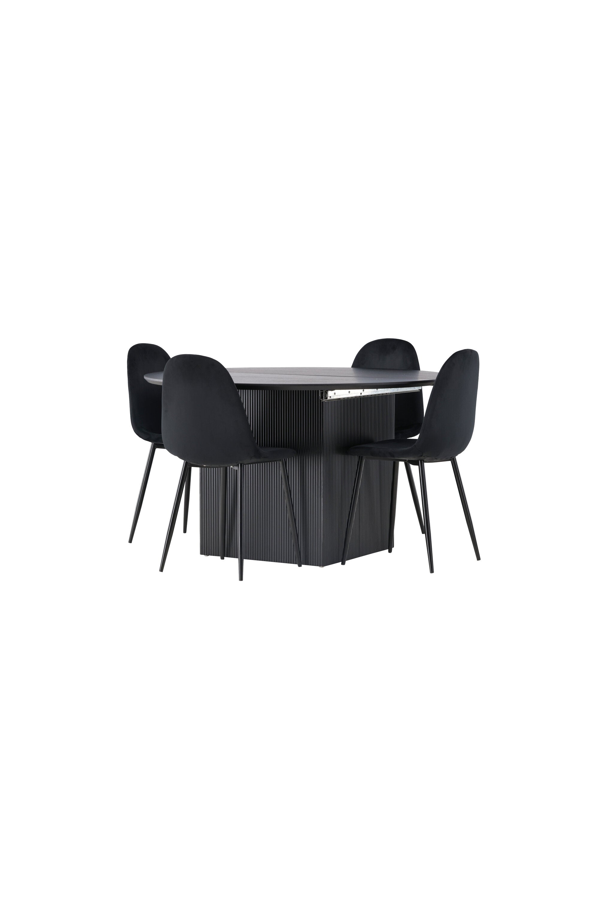 Matilda Esszimmerset + Polar ⌀130cm/4St. in Schwarz präsentiert im Onlineshop von KAQTU Design AG. Esszimmerset ist von Venture Home