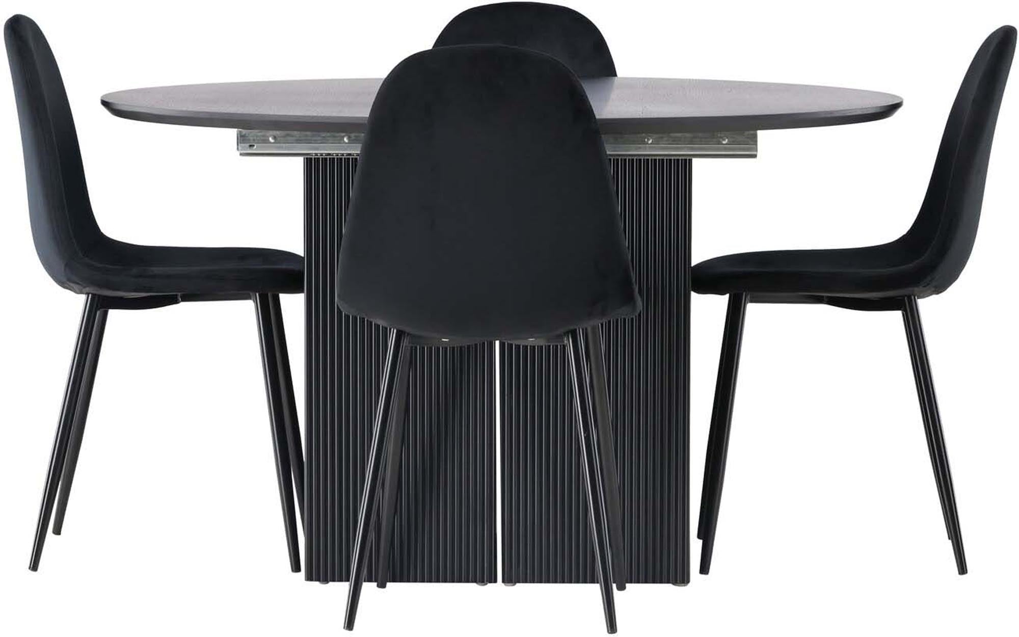 Modernes Matilda Esszimmerset: Polar Tisch 130cm mit 4 Stühlen.