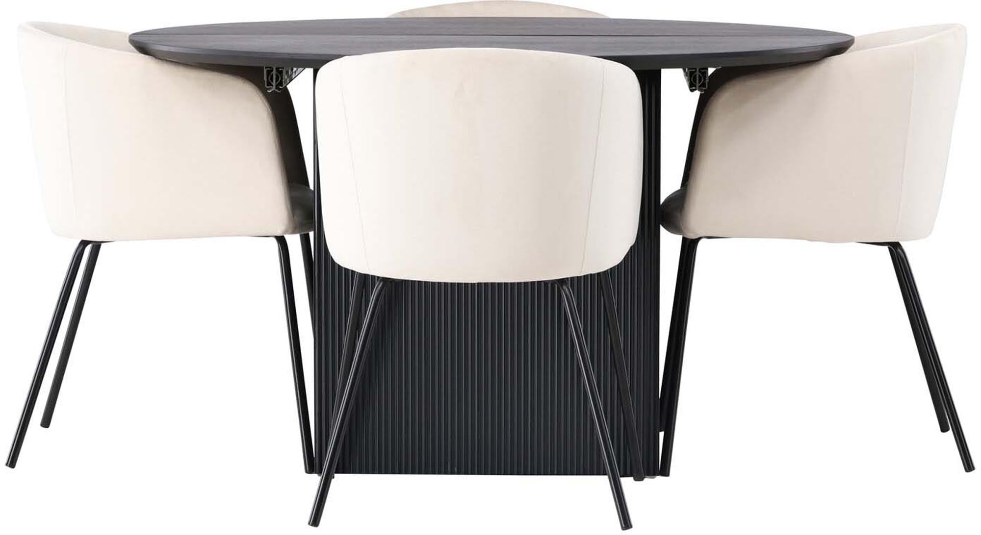 Modernes Matilda Esszimmerset mit rundem Tisch und 4 Stühlen.