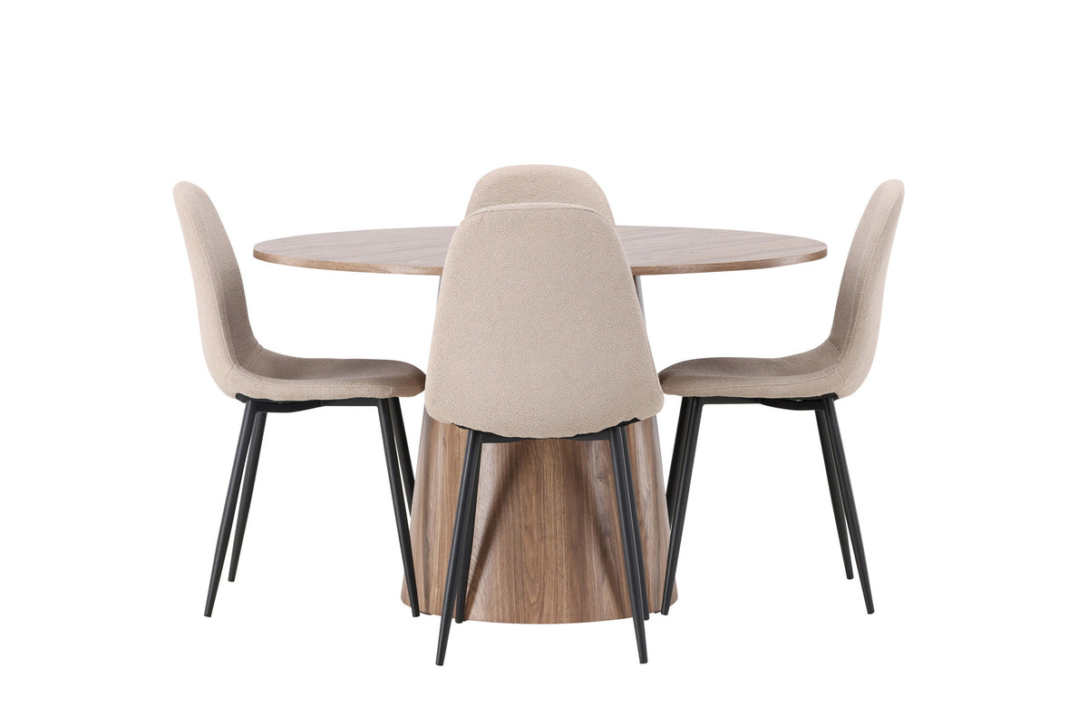 Lanzo Esszimmerset + Polar ⌀120cm/4St. in Natur / Beige / Schwarz präsentiert im Onlineshop von KAQTU Design AG. Esszimmerset ist von Venture Home