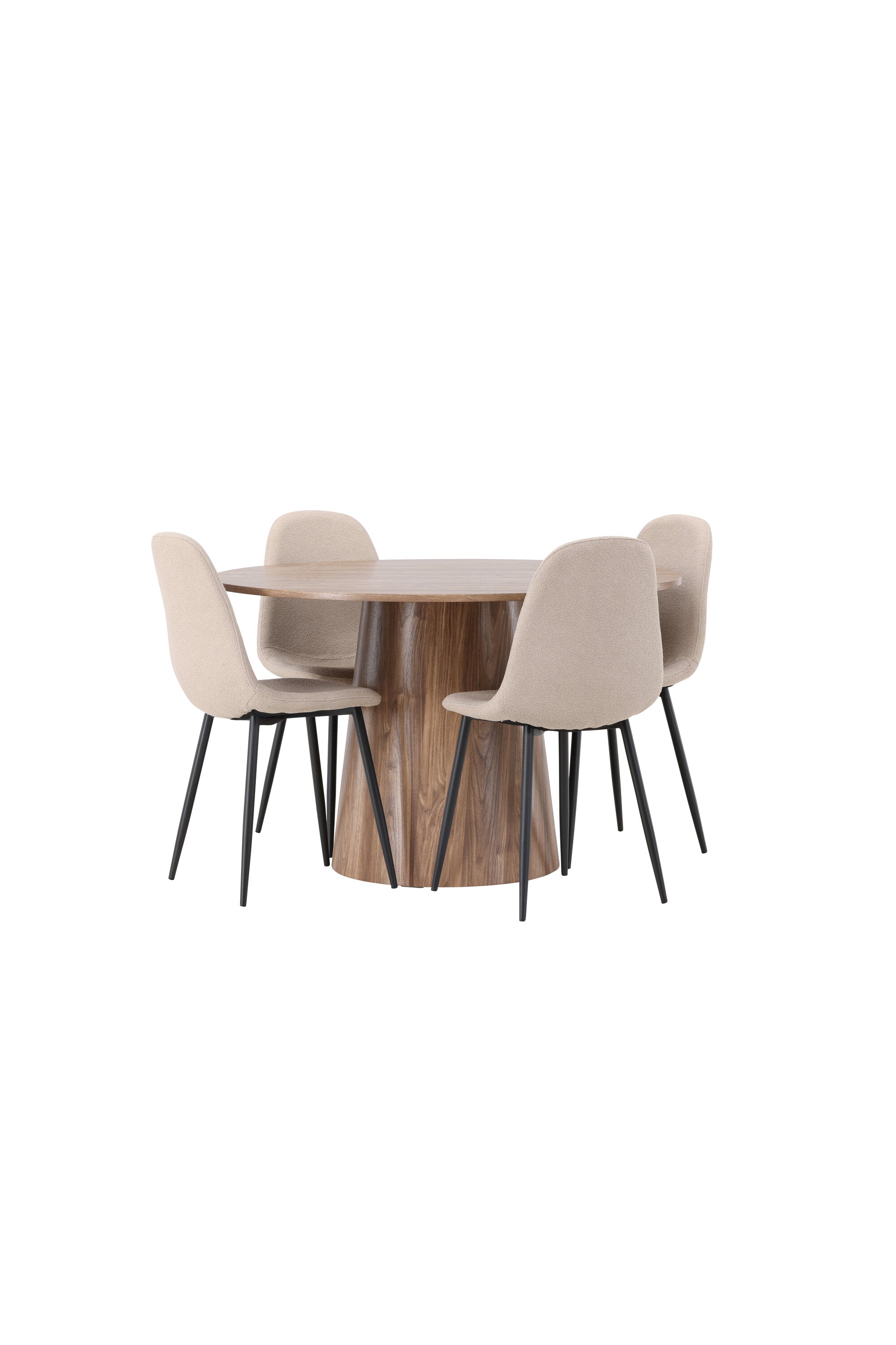 Lanzo Esszimmerset + Polar ⌀120cm/4St. in Natur / Beige / Schwarz präsentiert im Onlineshop von KAQTU Design AG. Esszimmerset ist von Venture Home