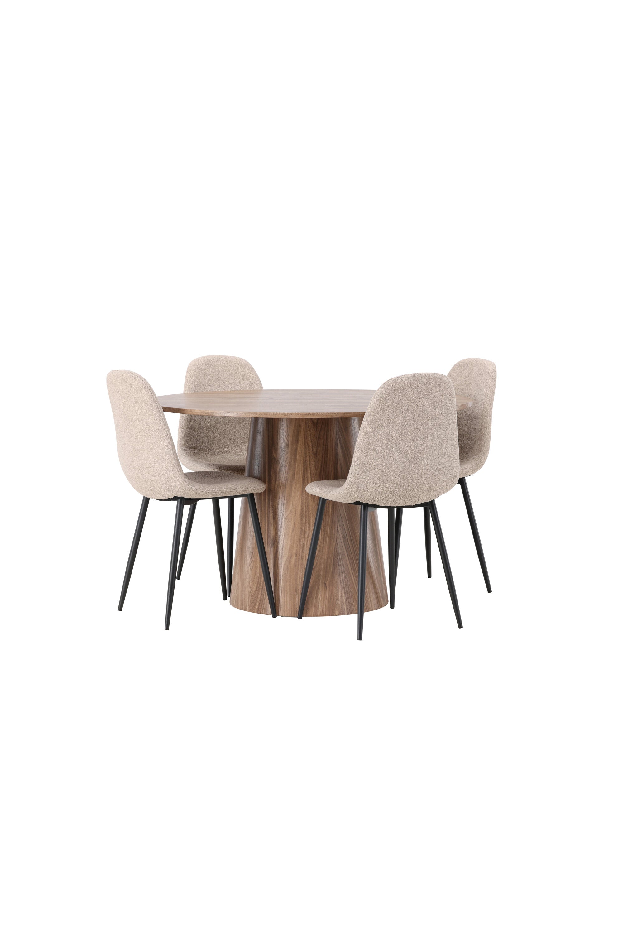 Lanzo Esszimmerset + Polar ⌀120cm/4St. in Natur / Beige / Schwarz präsentiert im Onlineshop von KAQTU Design AG. Esszimmerset ist von Venture Home