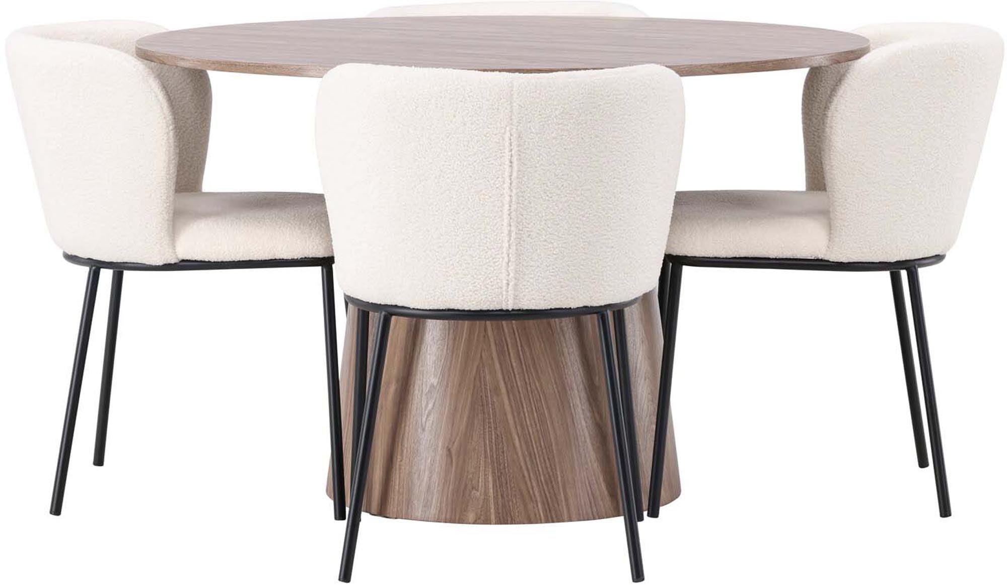 Elegantes Esszimmerset mit 120 cm Tisch und stilvollen Edina Stühlen. Perfekt für gesellige Anlässe und modernes Wohnen.