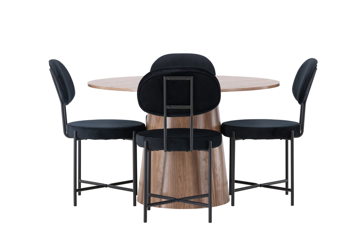 Lanzo Esszimmerset + Stella ⌀120cm/4St. in Natur / Schwarz präsentiert im Onlineshop von KAQTU Design AG. Esszimmerset ist von Venture Home