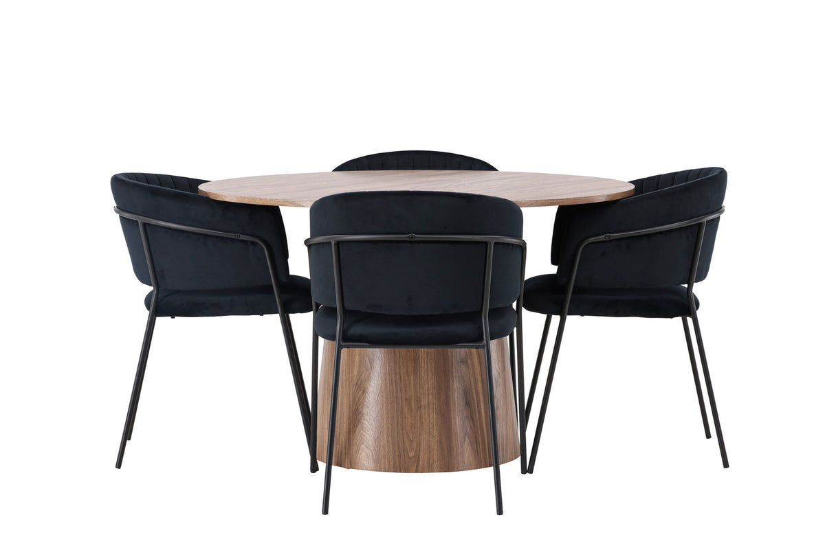 Lanzo Esszimmerset + Selma ⌀120cm/4St. in Natur / Schwarz präsentiert im Onlineshop von KAQTU Design AG. Esszimmerset ist von Venture Home