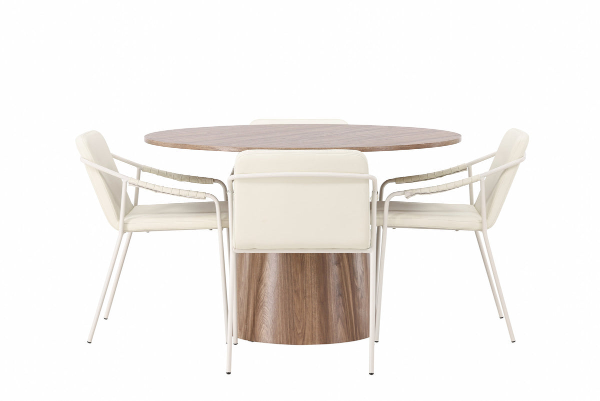 Lanzo Esszimmerset + Tvist ⌀120cm/4St. in Beige präsentiert im Onlineshop von KAQTU Design AG. Esszimmerset ist von Venture Home