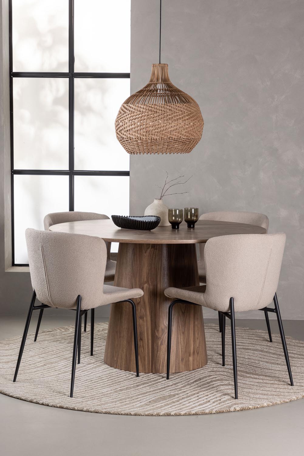 Lanzo Esszimmerset + Modesto ⌀120cm/4St. in Beige / Schwarz präsentiert im Onlineshop von KAQTU Design AG. Esszimmerset ist von Venture Home
