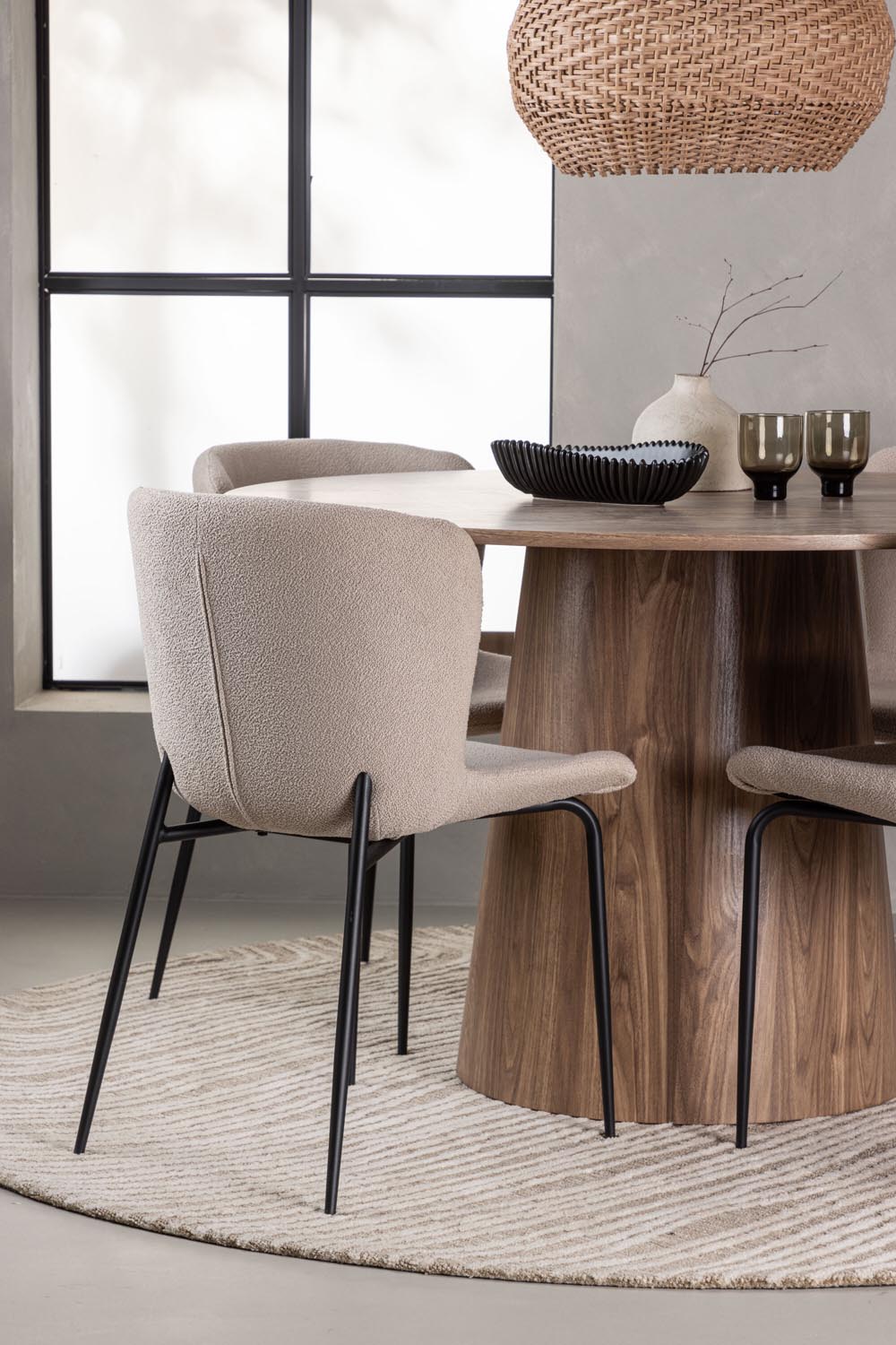 Lanzo Esszimmerset + Modesto ⌀120cm/4St. in Beige / Schwarz präsentiert im Onlineshop von KAQTU Design AG. Esszimmerset ist von Venture Home