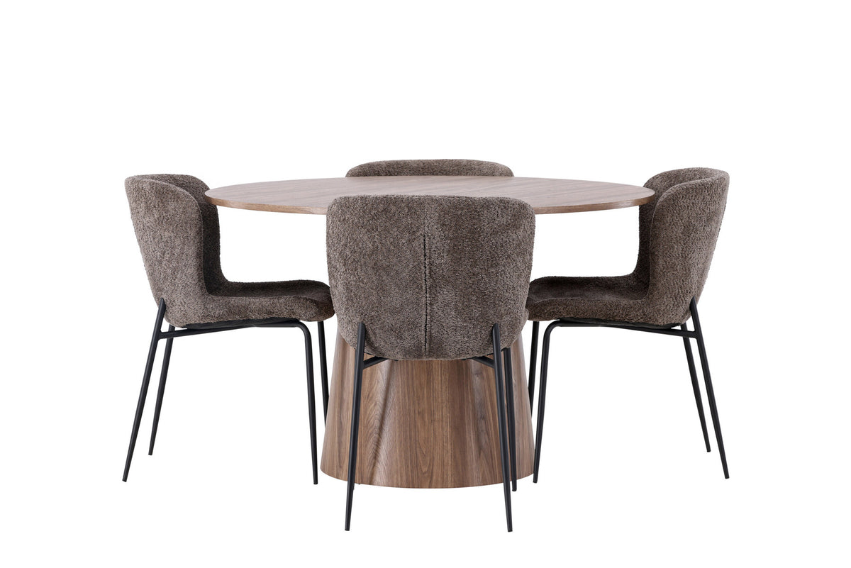 Lanzo Esszimmerset + Modesto ⌀120cm/4St. in Schwarz / Dunkelgrau präsentiert im Onlineshop von KAQTU Design AG. Esszimmerset ist von Venture Home