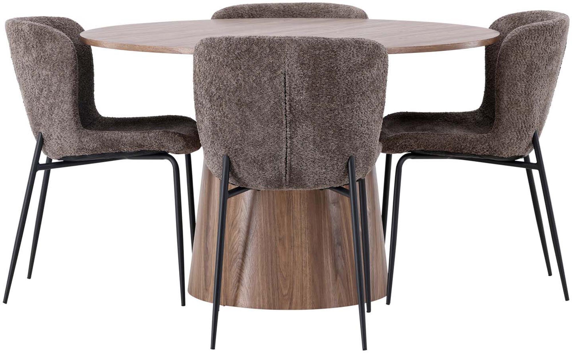 Stilvolles Esszimmerset Lanzo & Modesto: runder Tisch und bequeme Stühle für gesellige Abende und einladende Essbereiche.