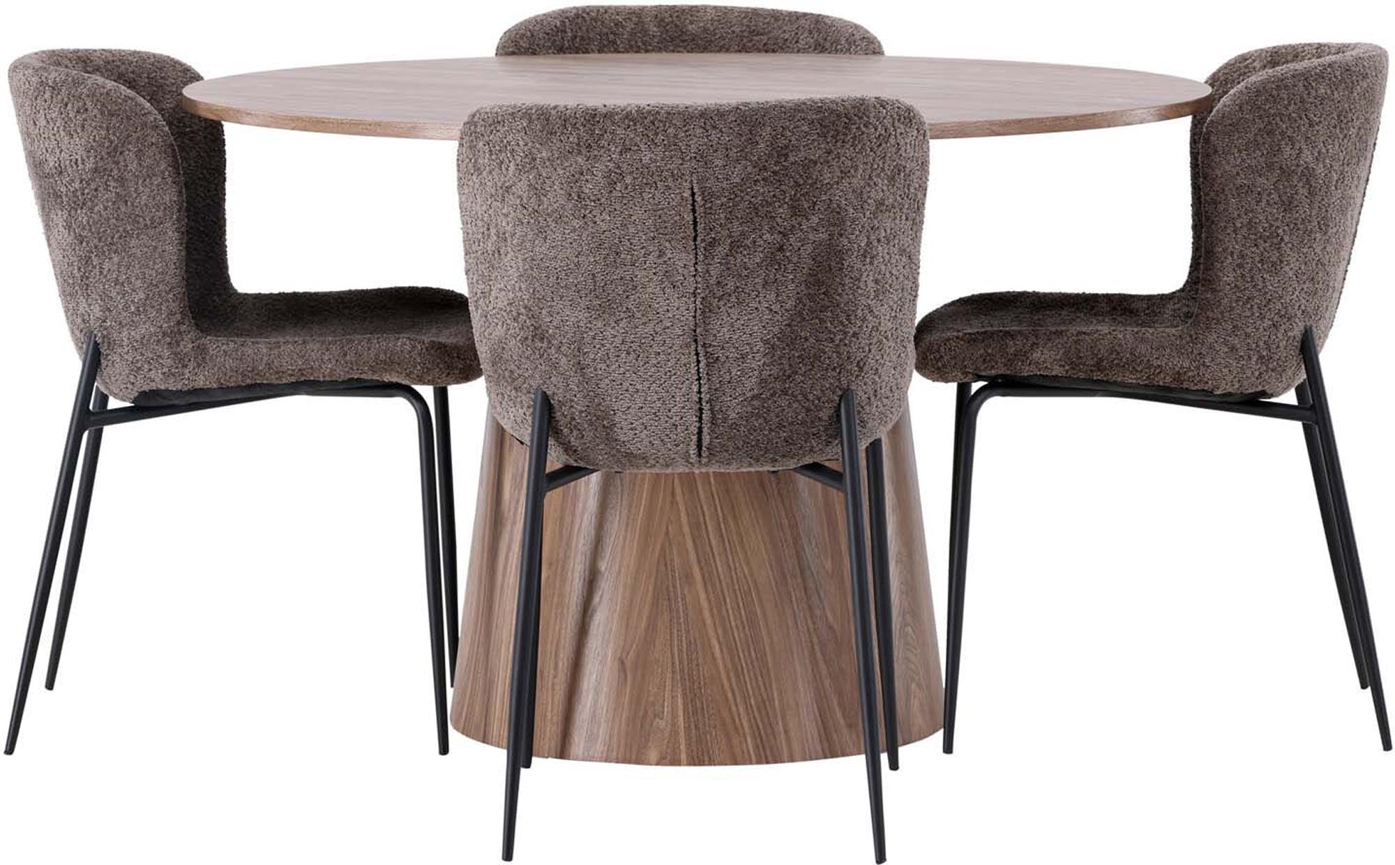 Elegantes Esszimmerset Lanzo mit rundem Modesto Tisch, 4 Stühle.