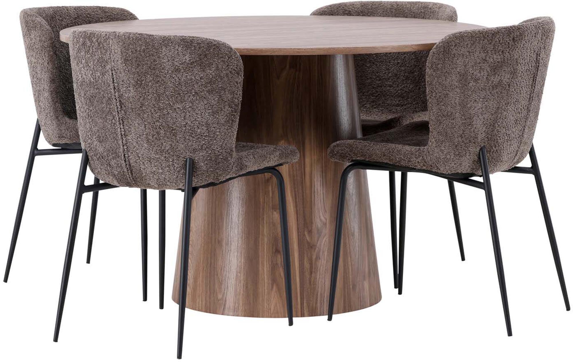 Elegantes Esszimmerset Lanzo mit rundem Modesto Tisch, 4 Stühle.