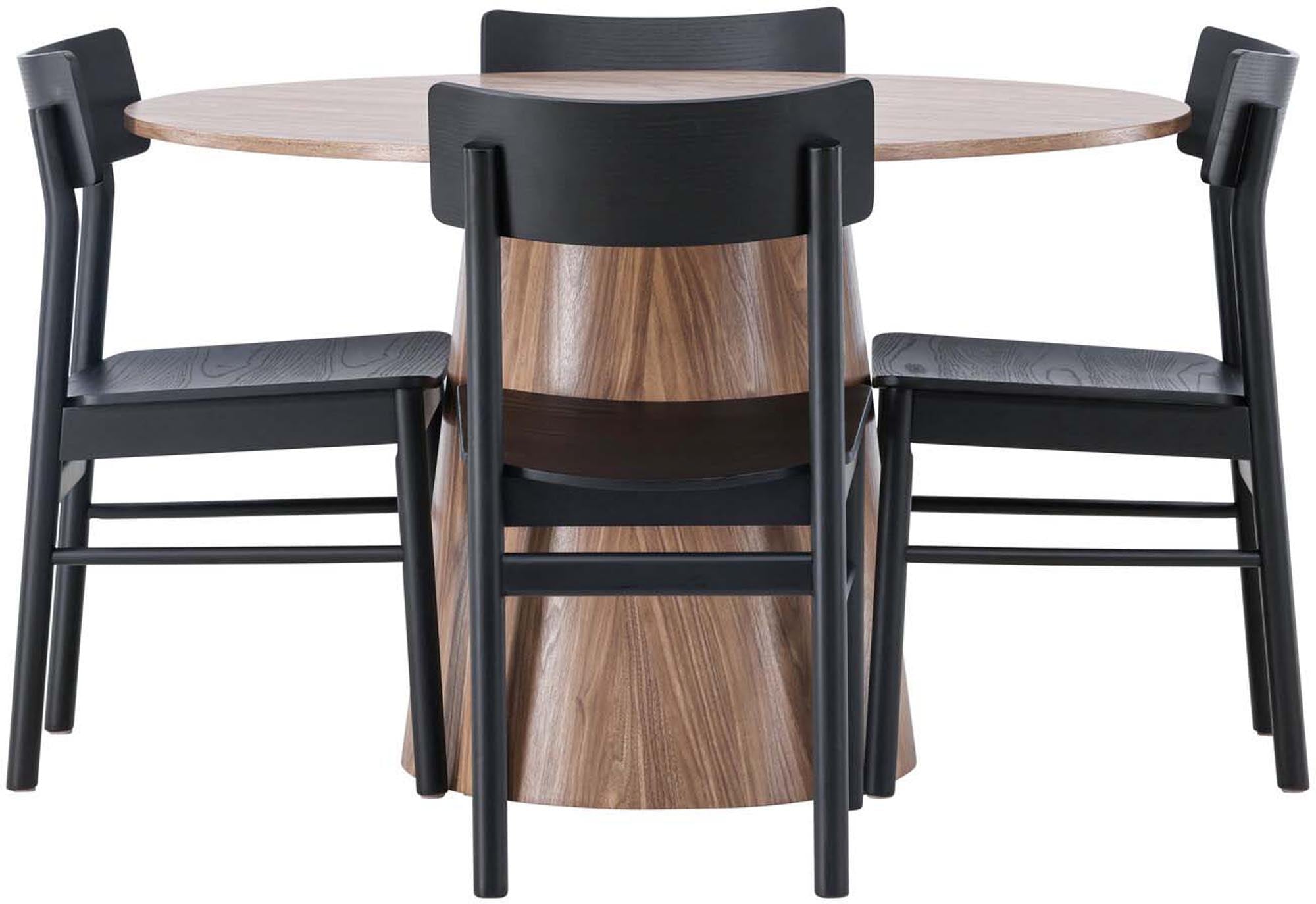 Esszimmerset Lanzo + Montros: 120cm Tisch, 4 Stühle, zeitloses Design.