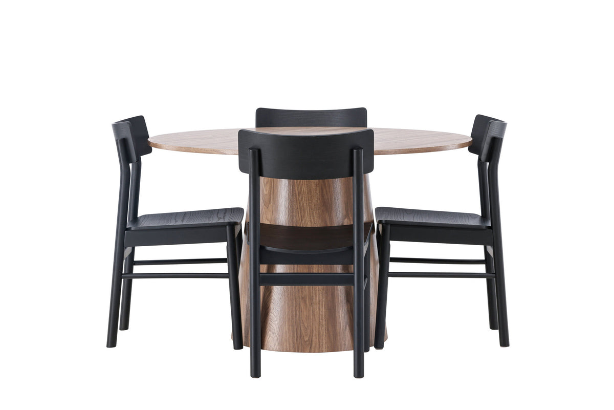 Lanzo Esszimmerset + Montros ⌀120cm/4St. in Natur / Schwarz präsentiert im Onlineshop von KAQTU Design AG. Esszimmerset ist von Venture Home