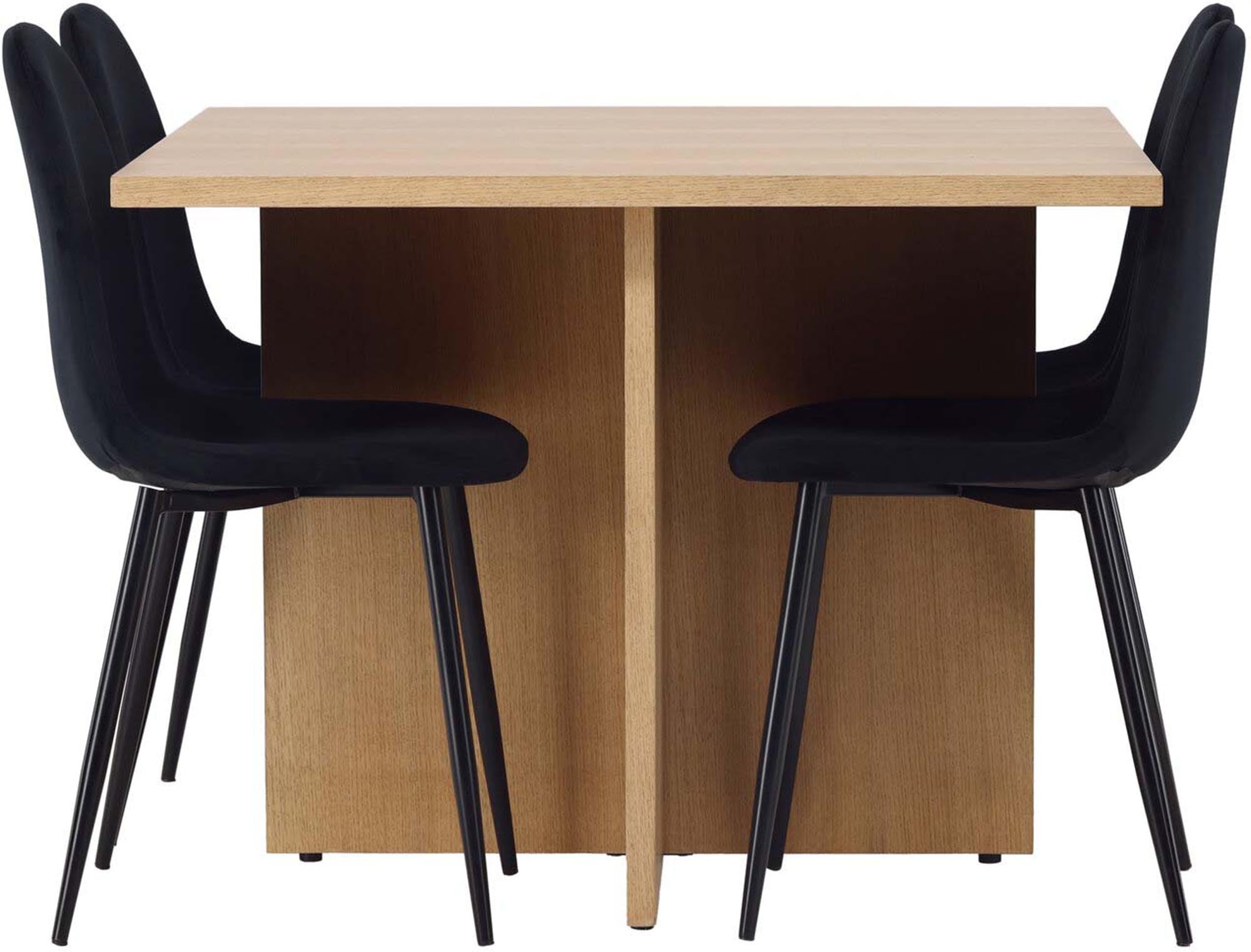 Stilvolles Leo Esszimmerset mit 100 cm Tisch und luxuriösen Polar Stühlen. Perfekt für gesellige Runden und besondere Anlässe.