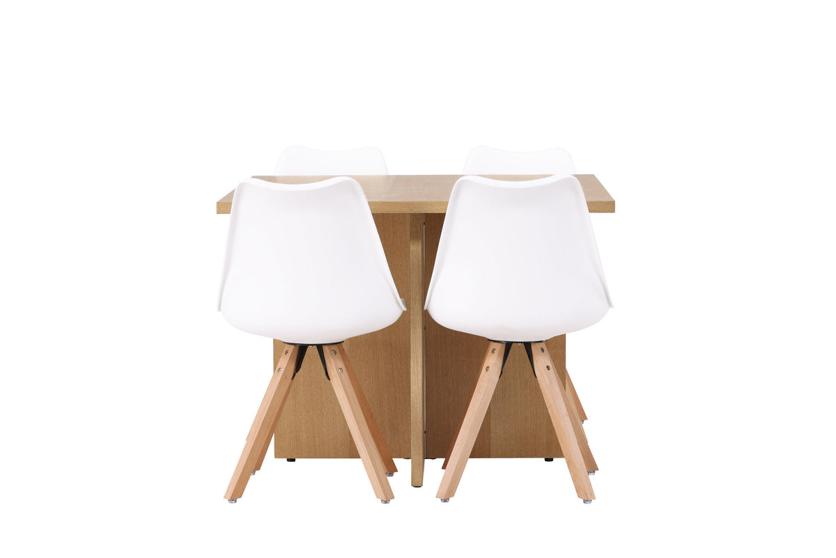 Leo Esszimmerset + Zeno 100cm/4St. in Natur, Weiss präsentiert im Onlineshop von KAQTU Design AG. Esszimmerset ist von Venture Home
