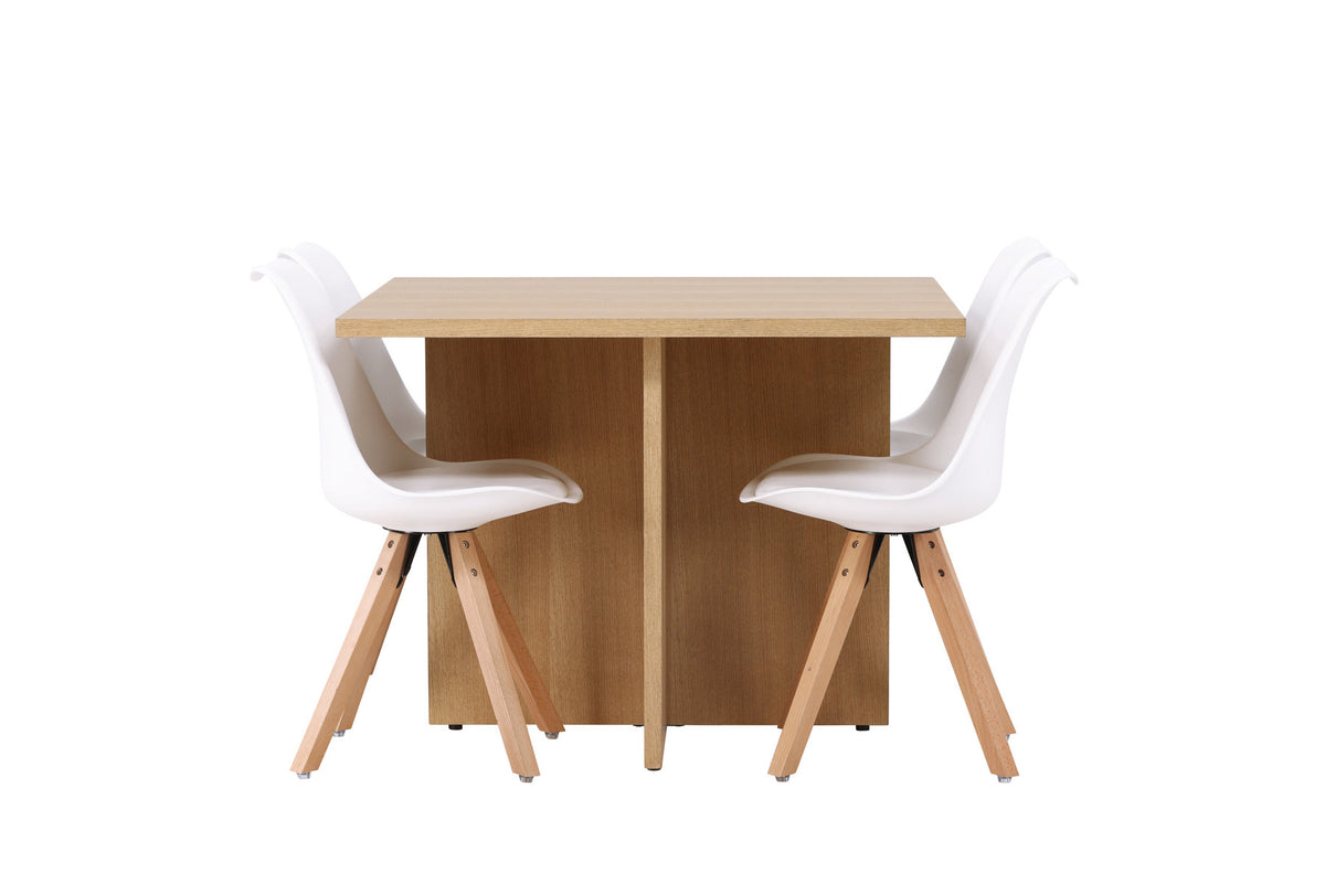 Leo Esszimmerset + Zeno 100cm/4St. in Natur, Weiss präsentiert im Onlineshop von KAQTU Design AG. Esszimmerset ist von Venture Home
