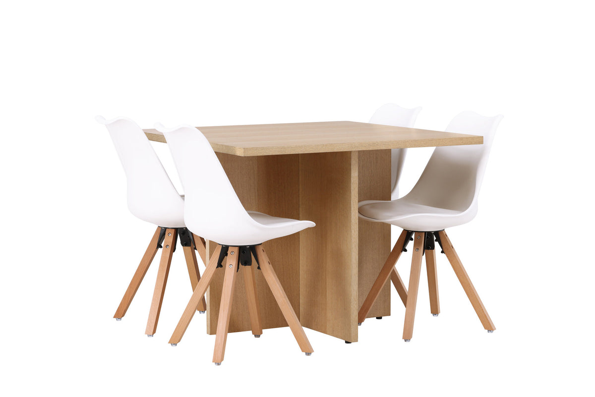 Leo Esszimmerset + Zeno 100cm/4St. in Natur, Weiss präsentiert im Onlineshop von KAQTU Design AG. Esszimmerset ist von Venture Home