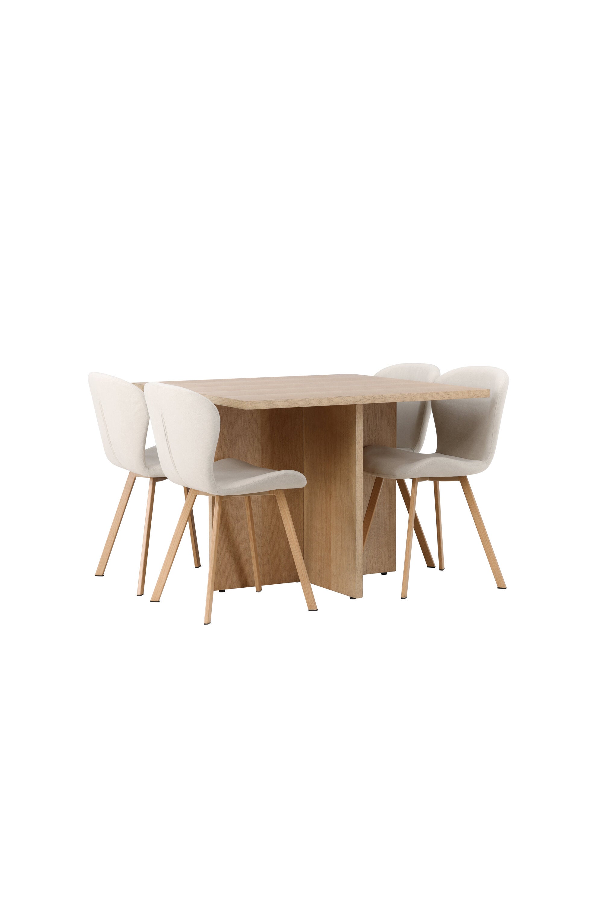 Leo Esszimmerset + Lilja 100cm/4St. in Beige, Natur präsentiert im Onlineshop von KAQTU Design AG. Esszimmerset ist von Venture Home