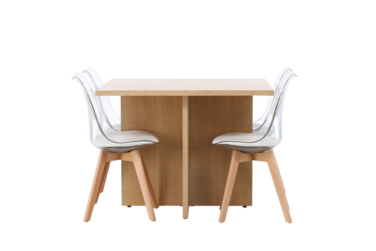 Leo Esszimmerset + Edvin 100cm/4St. in Natur,Transparent,Weiss präsentiert im Onlineshop von KAQTU Design AG. Esszimmerset ist von Venture Home